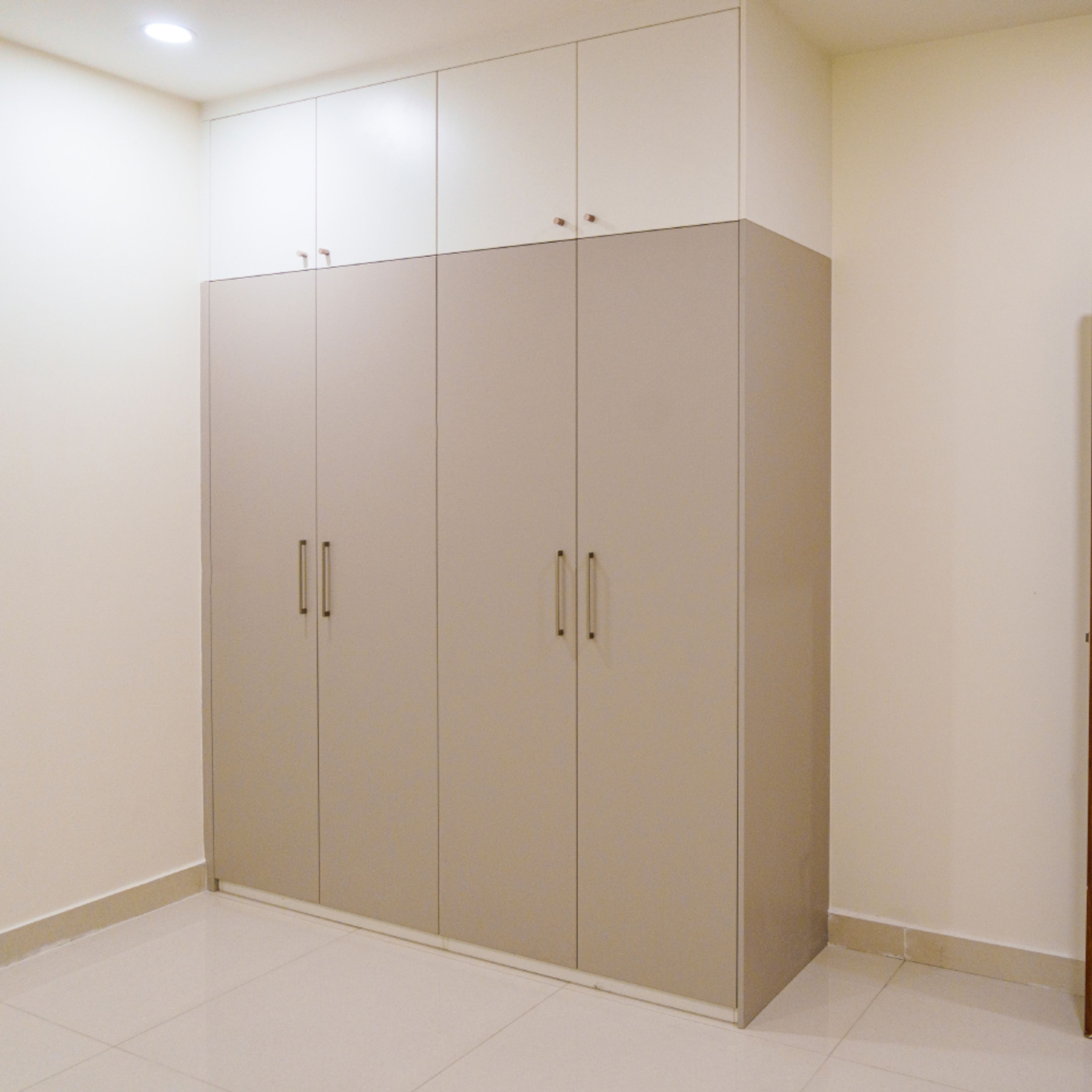 Beige 3-Door Swing Wardrobe with Loft Unit