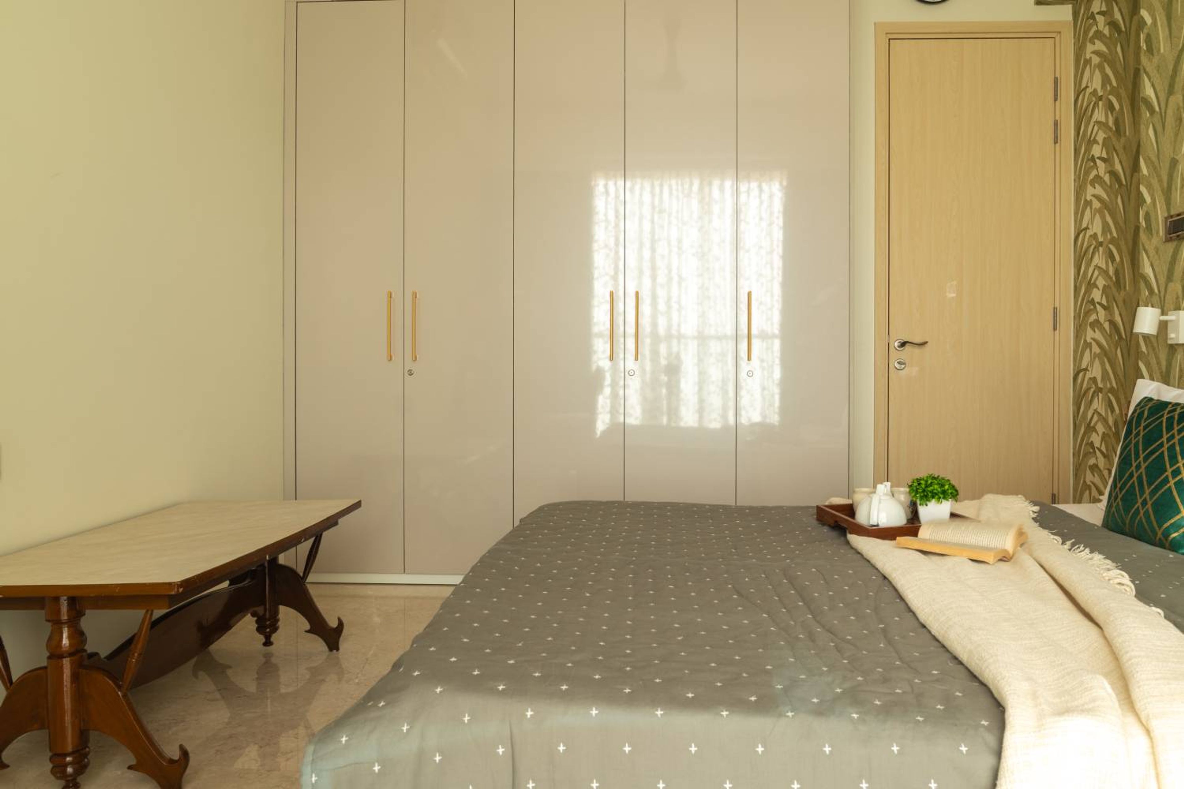 5-Door Beige Swing Wardrobe Design
