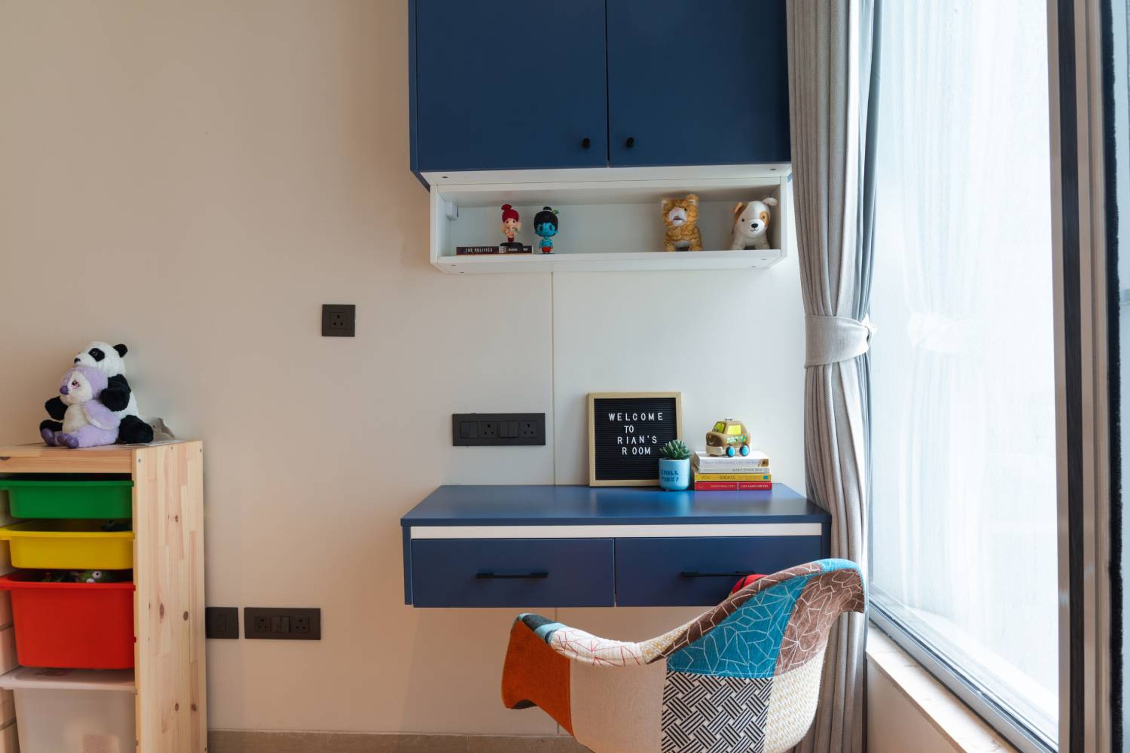 Blue and White Modern Home Office Design