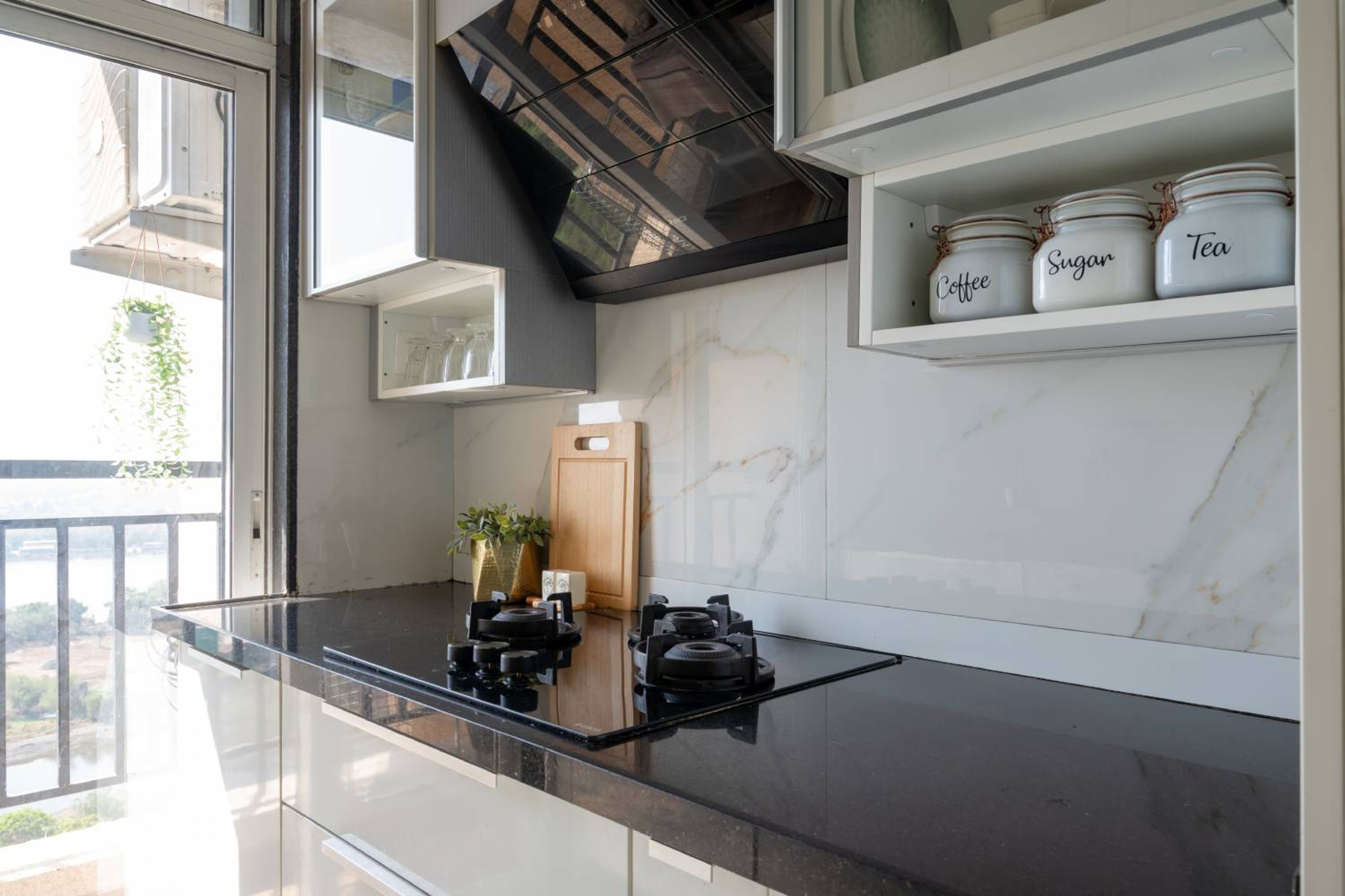 Parallel kitchen design with granite countertop