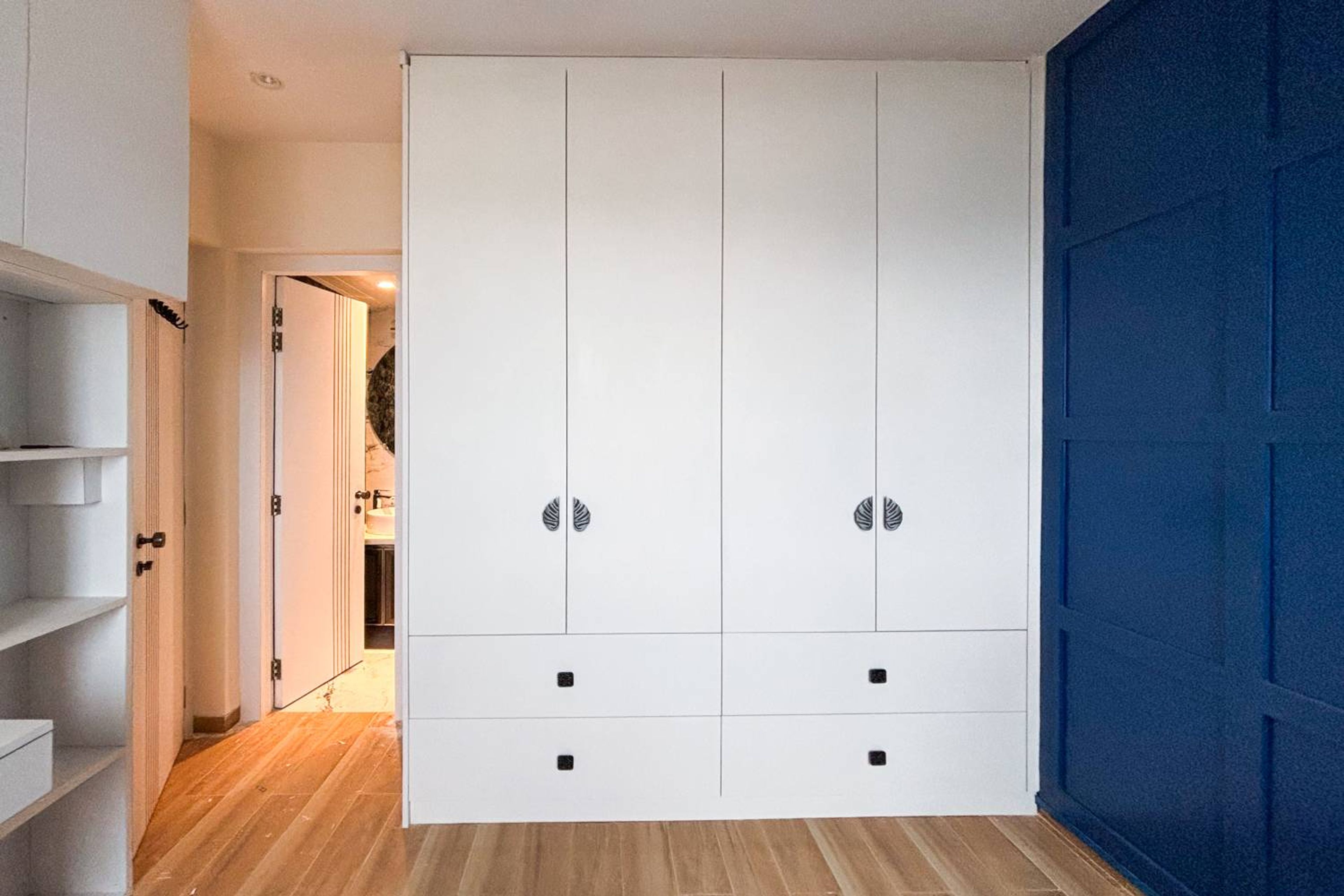 4-Door White Swing Wardrobe Design