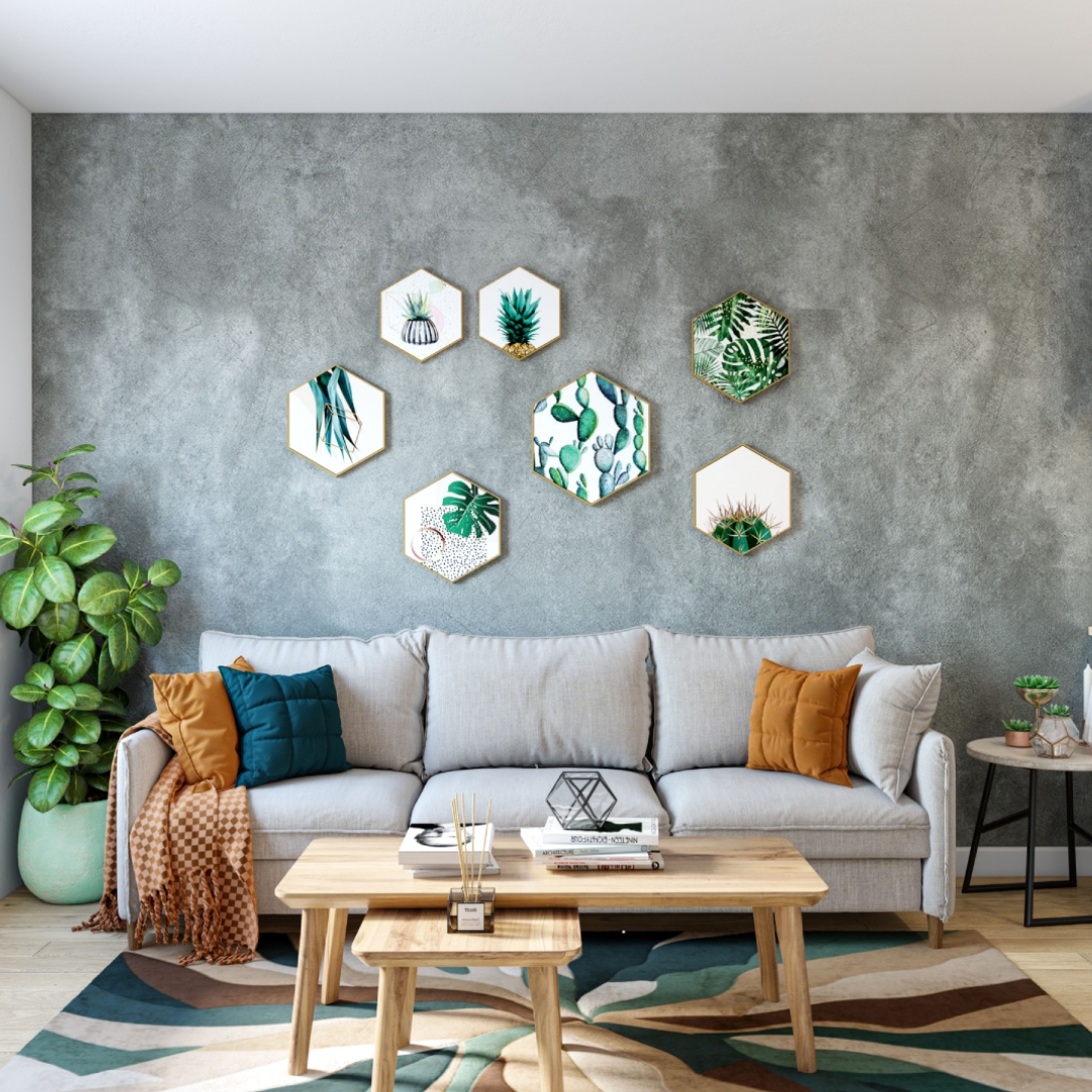 Wall Design With Grey Wallpaper - Livspace