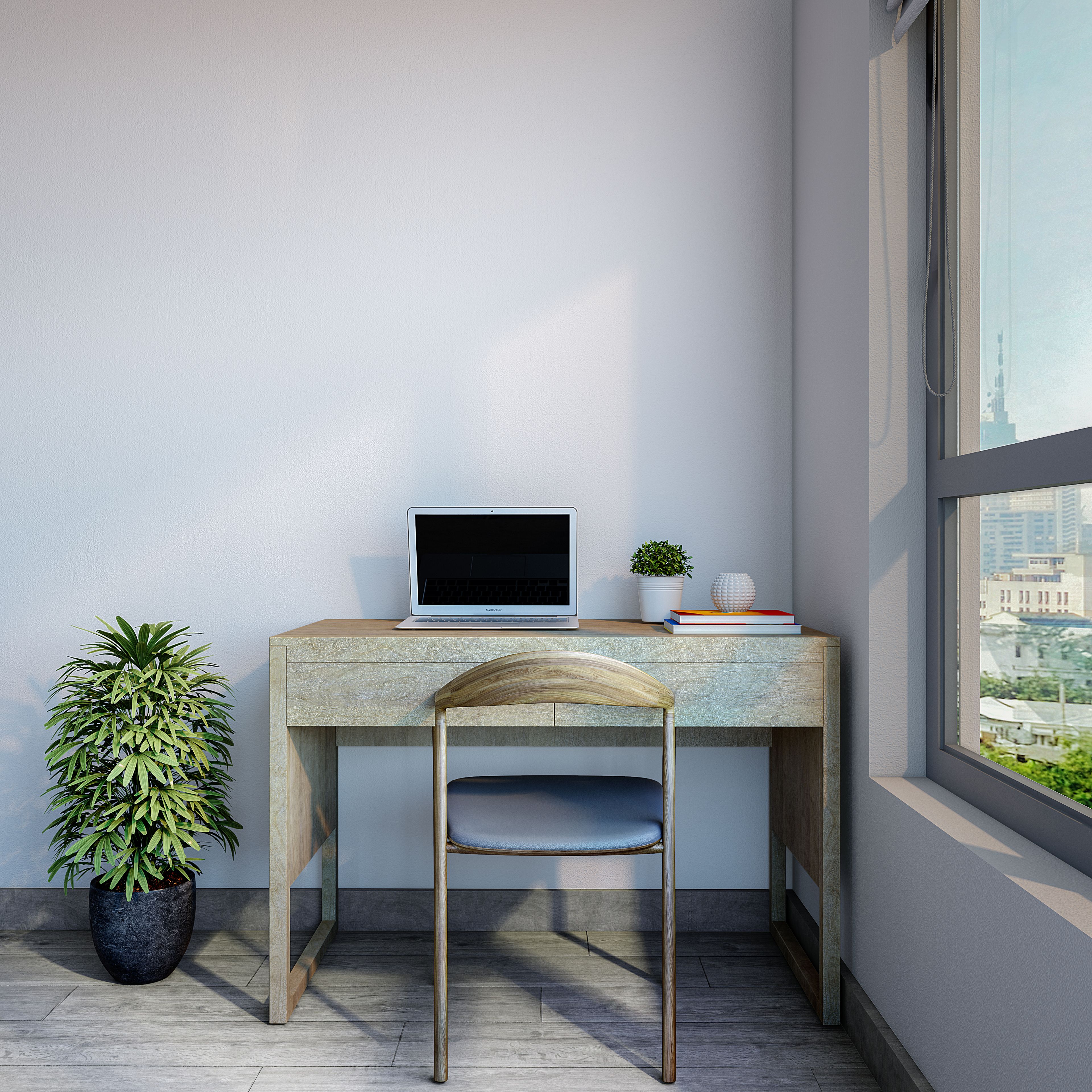 Classic Home Office Design With Indoor Plants