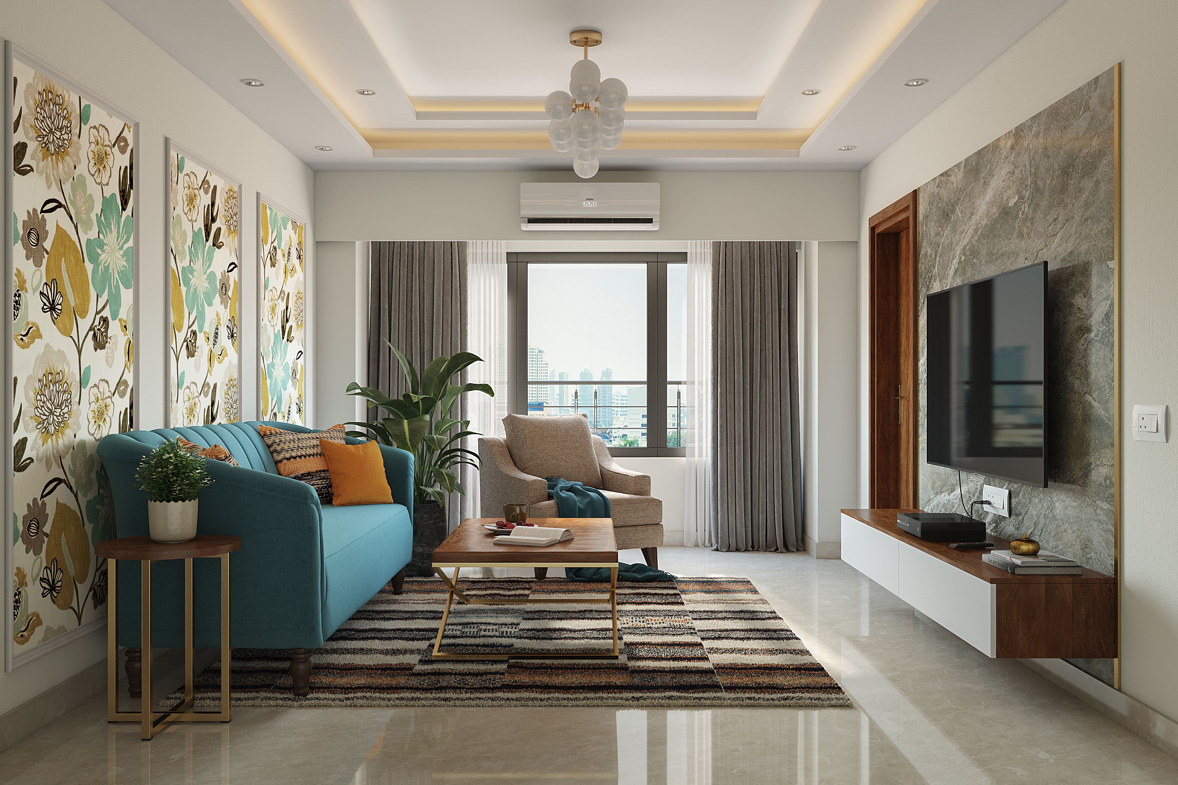 Contemporary Living Room Design With Accent Chair