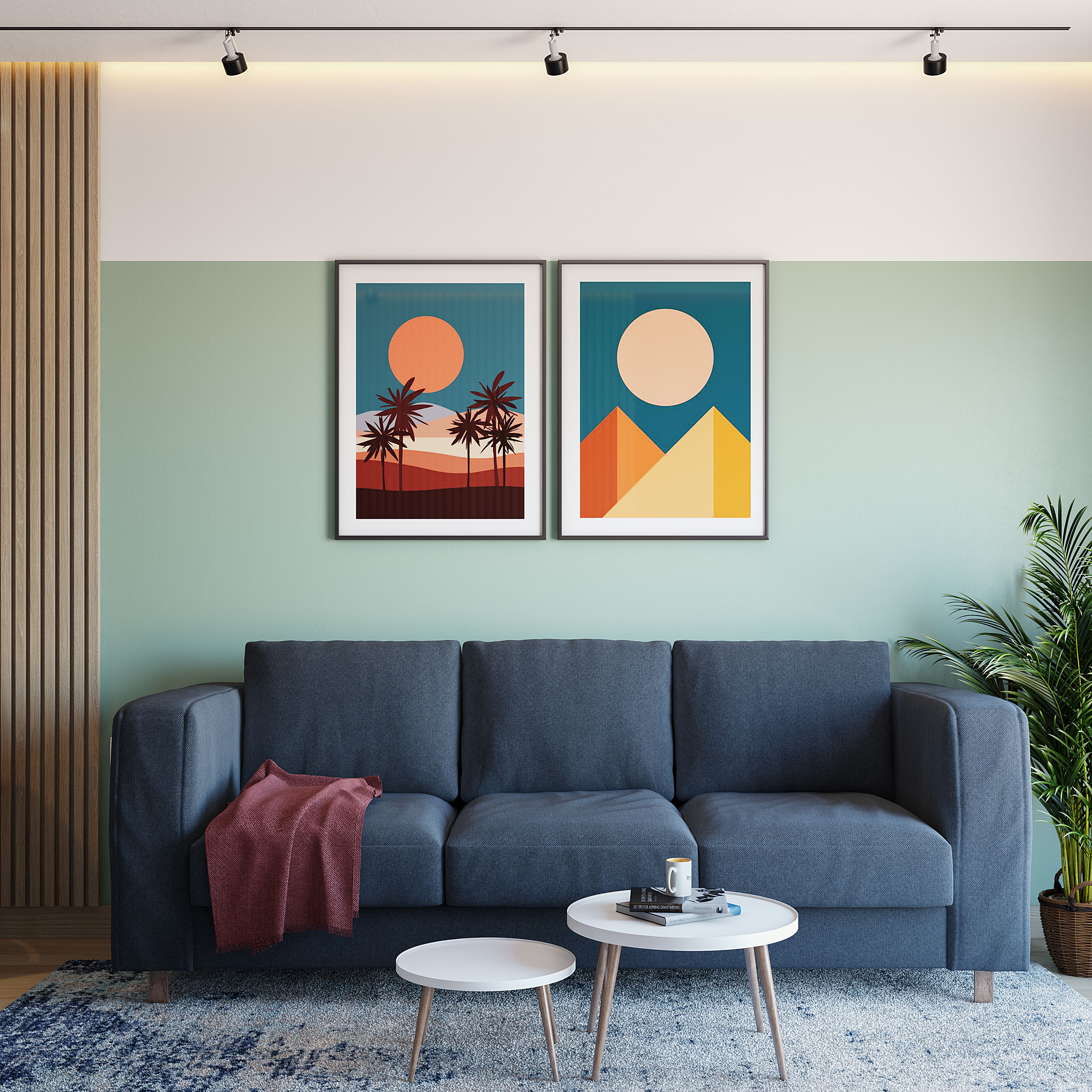 Contemporary Living Room Design Idea With 3-Seater Sofa