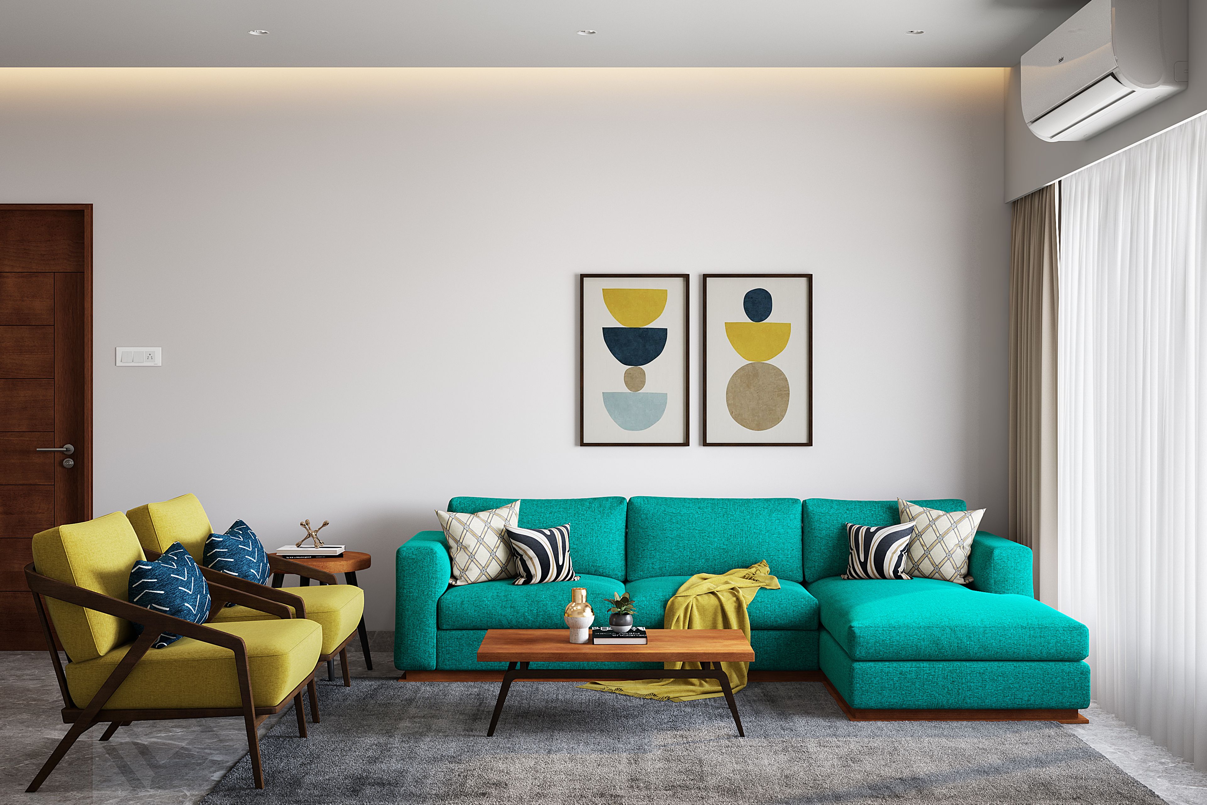 Contemporary Living Room Design With L-Shaped Sofa