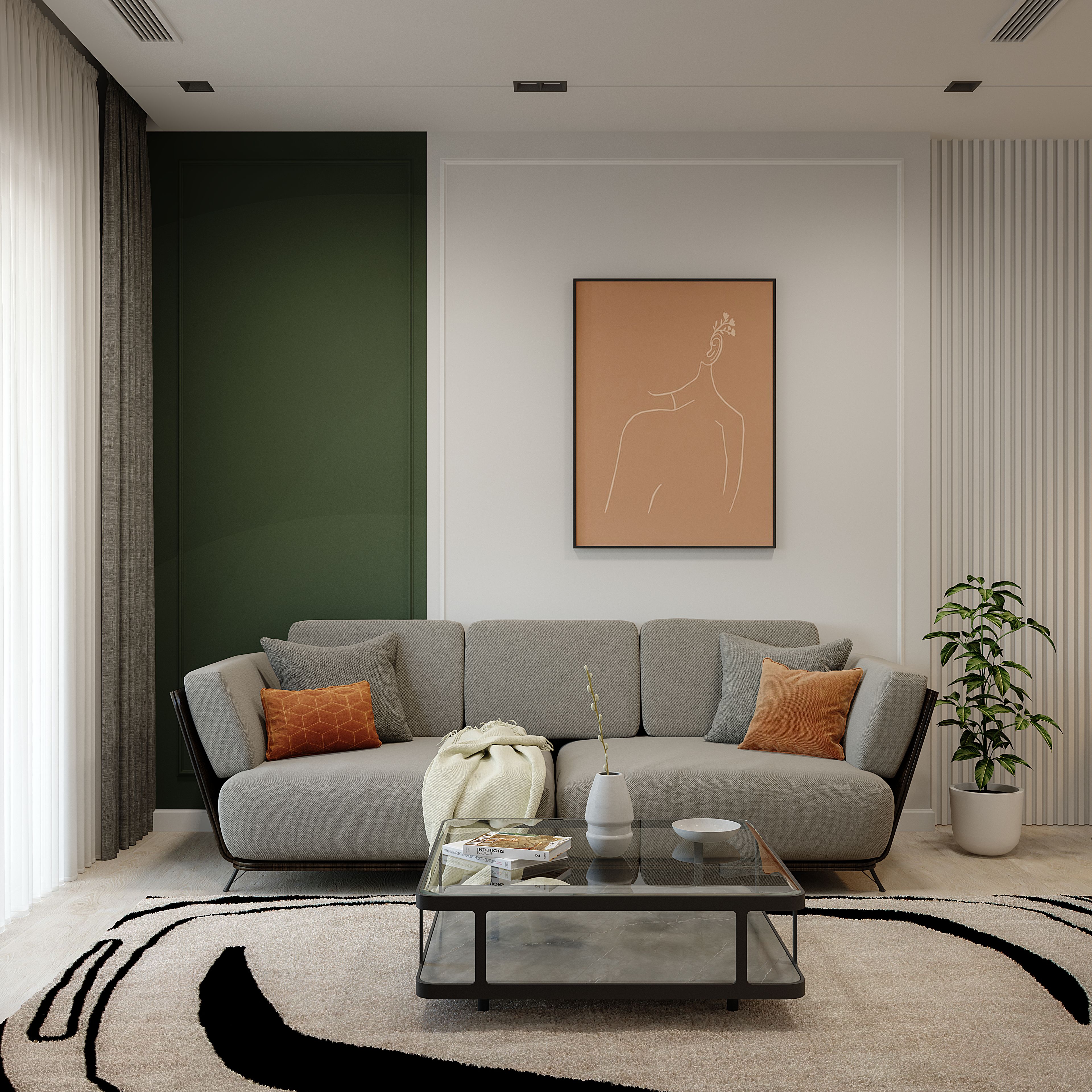 Dual-Toned Minimal Style Living Room Design