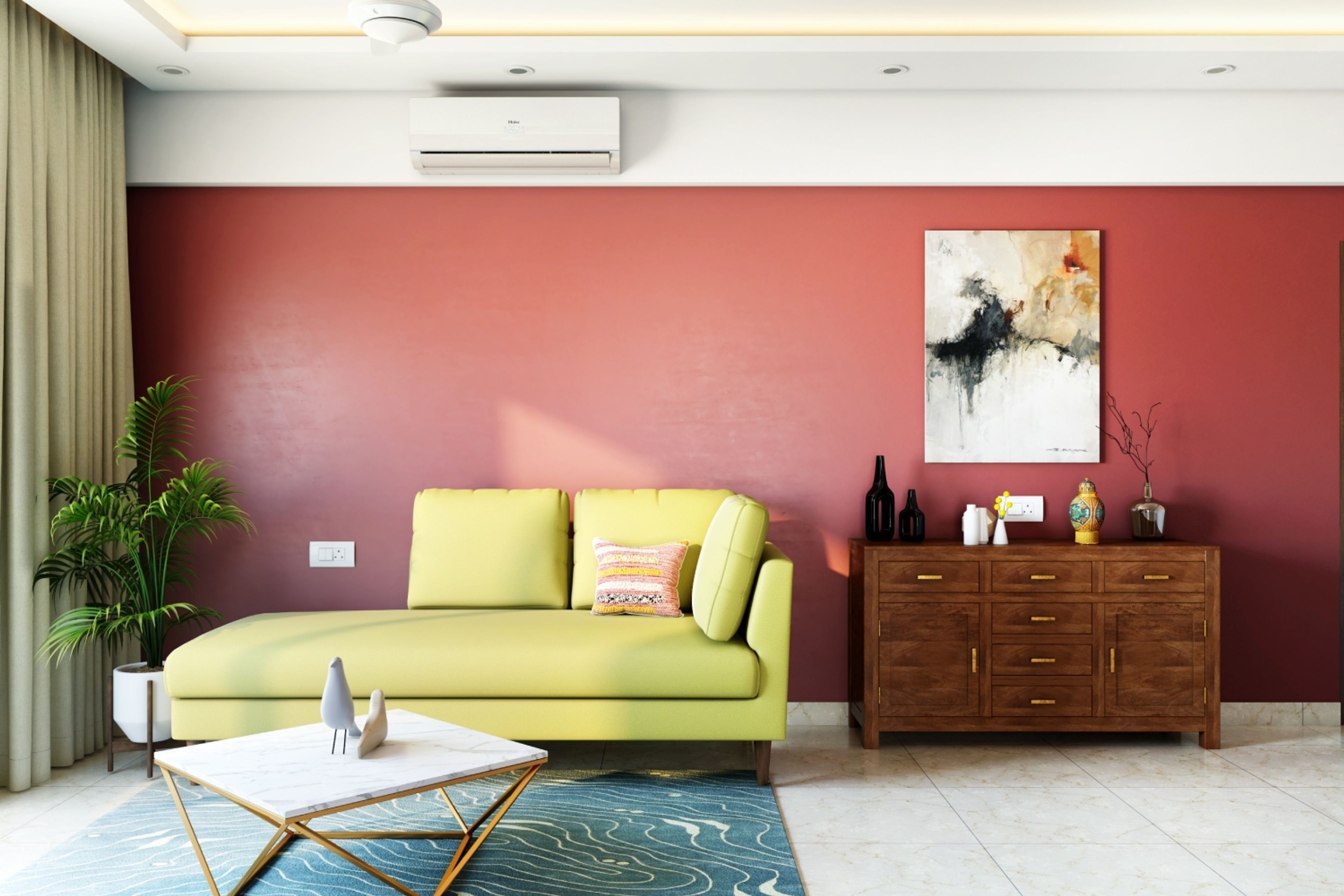 Colourful Living Room Design - Livspace