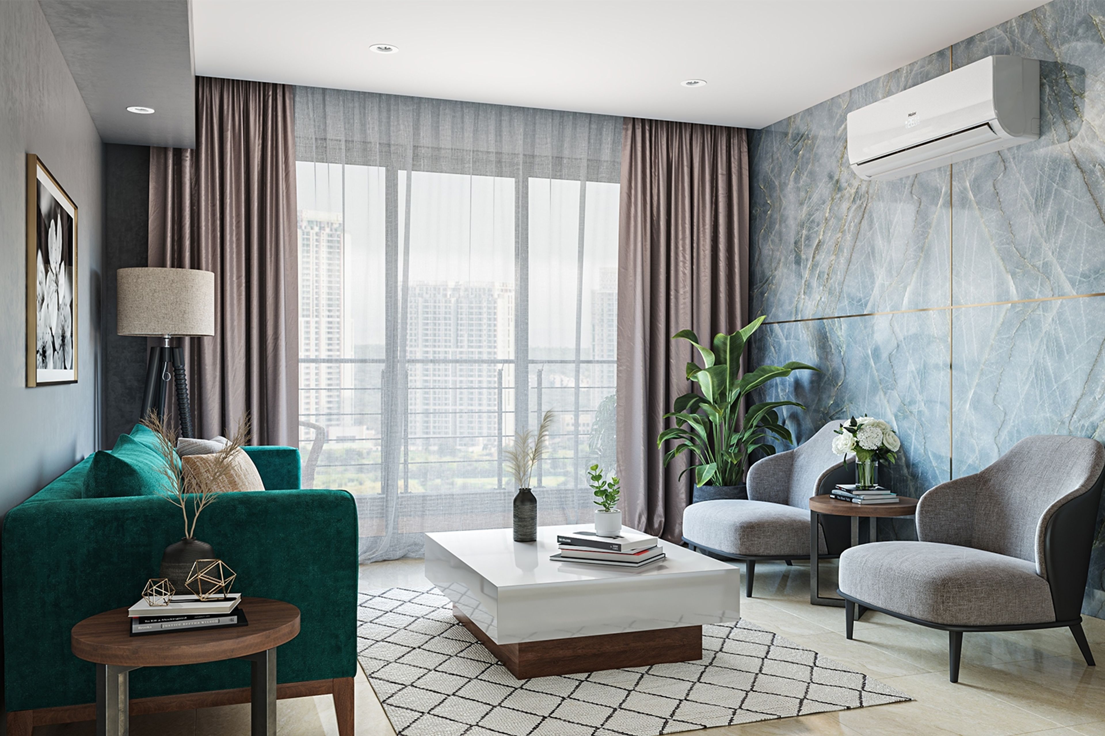 Modern Blue Wall Design For Living Rooms