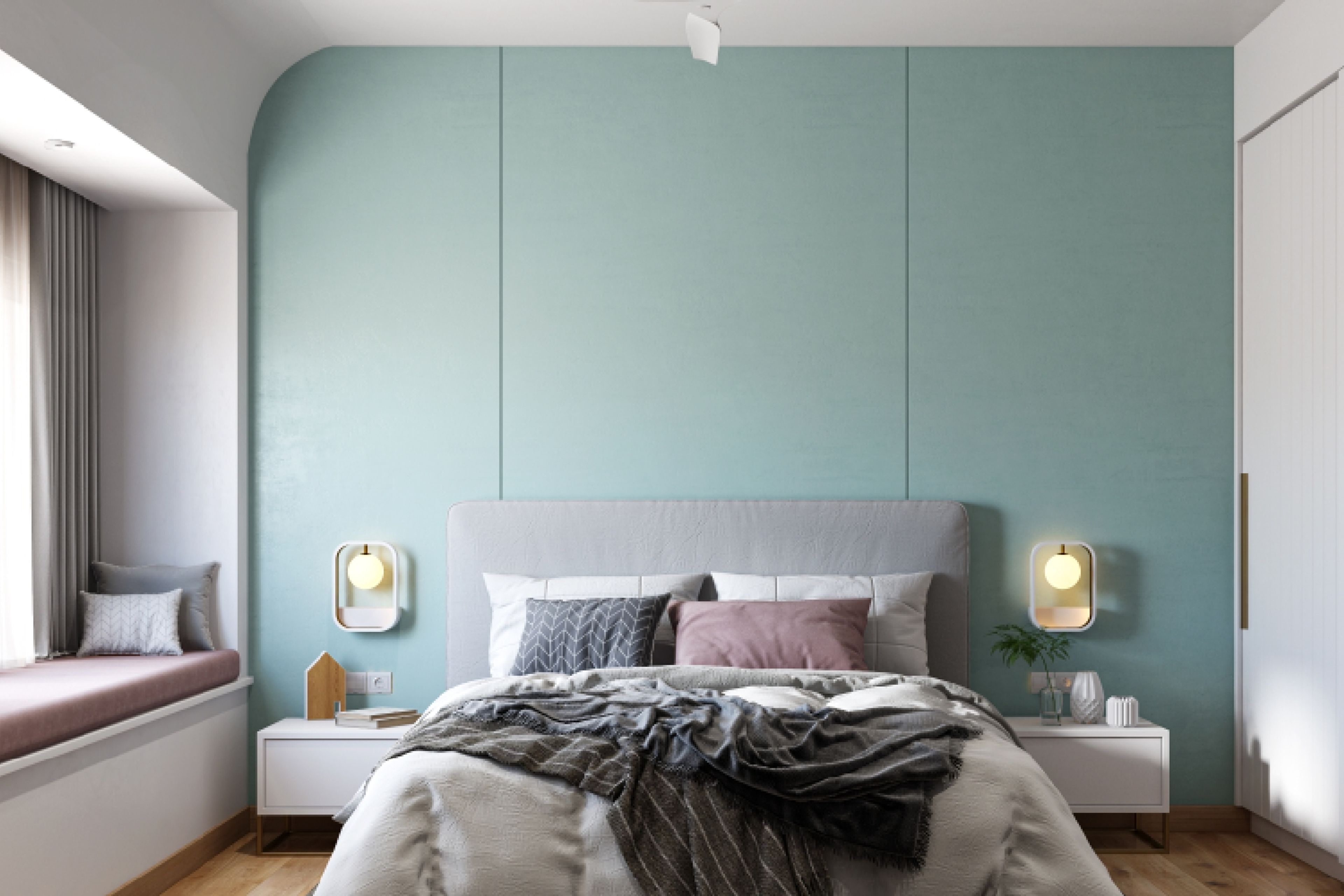 Blue Wall Panelling For Bedrooms - Livspace