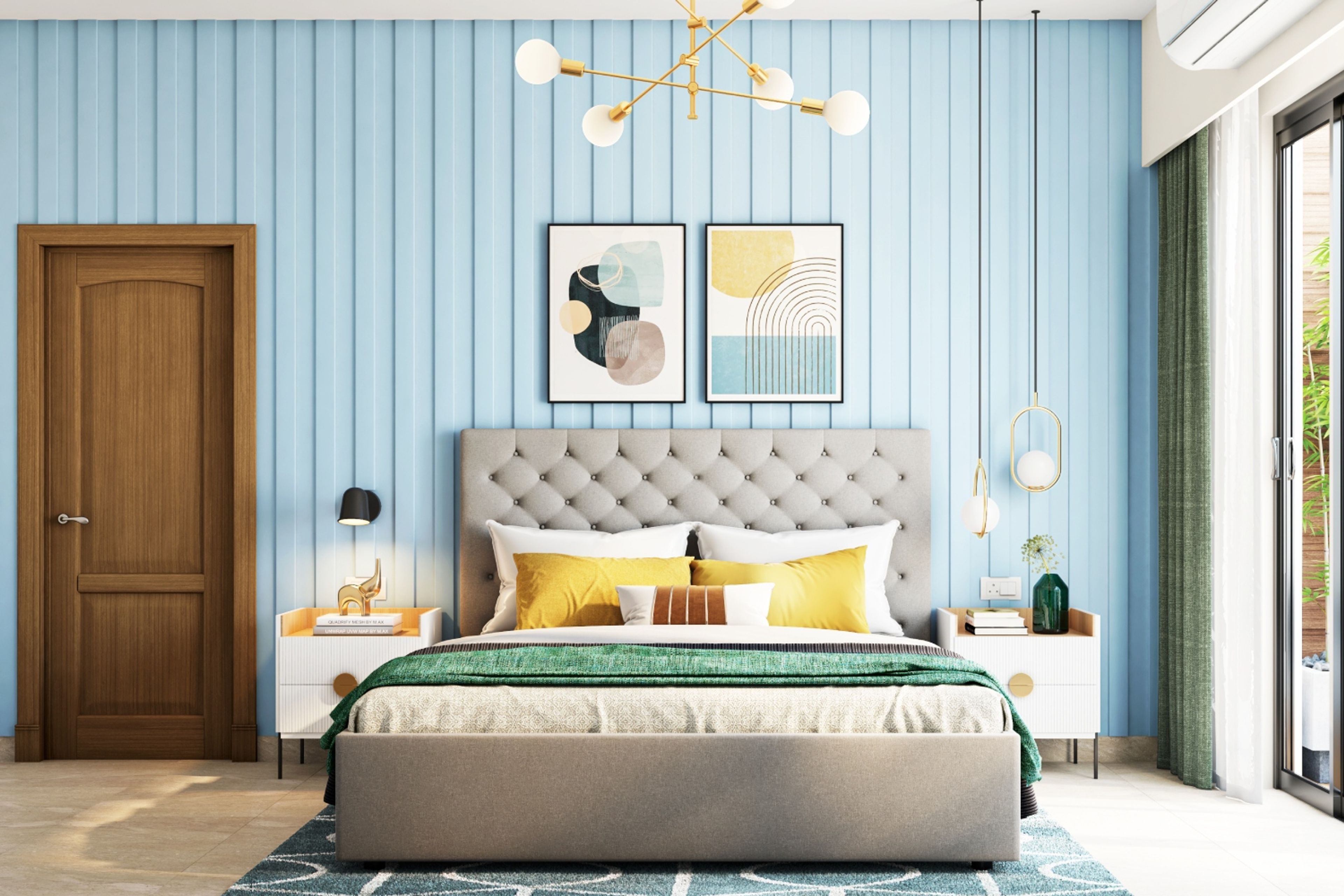 Light Blue Wall Design For Bedrooms - Livspace