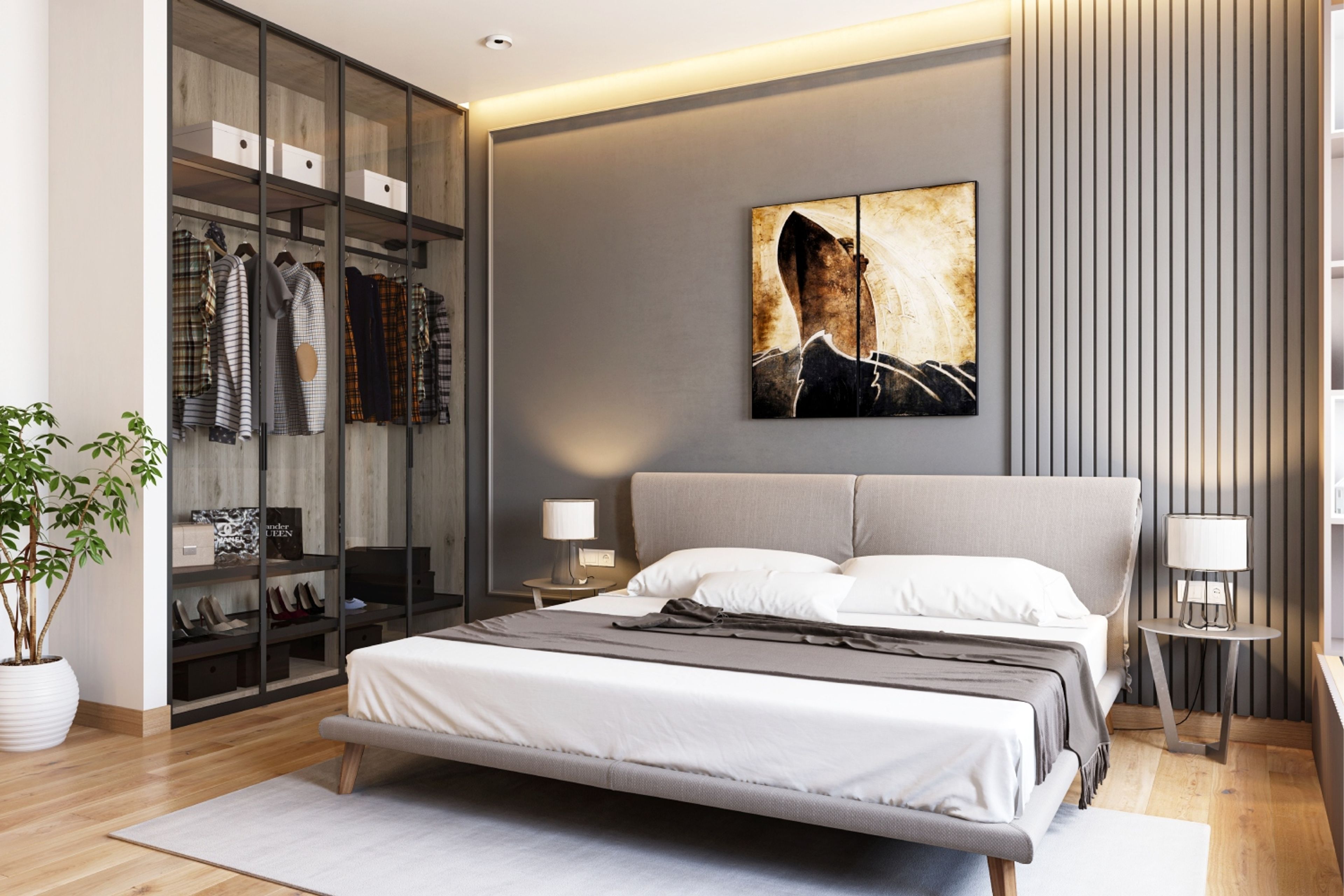Modern Grey Bedroom Wall Design