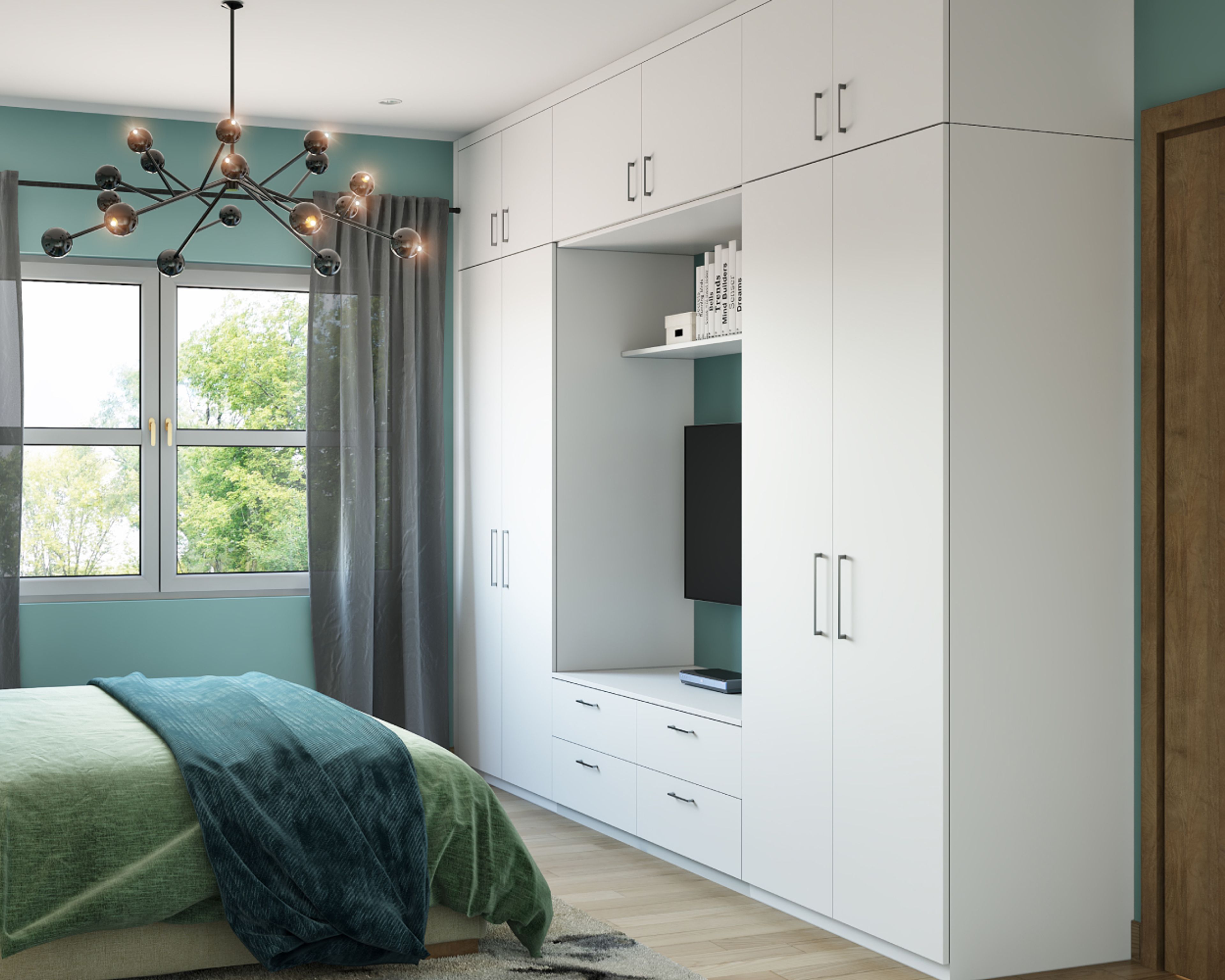 Modern Frosty White Swing Wardrobe