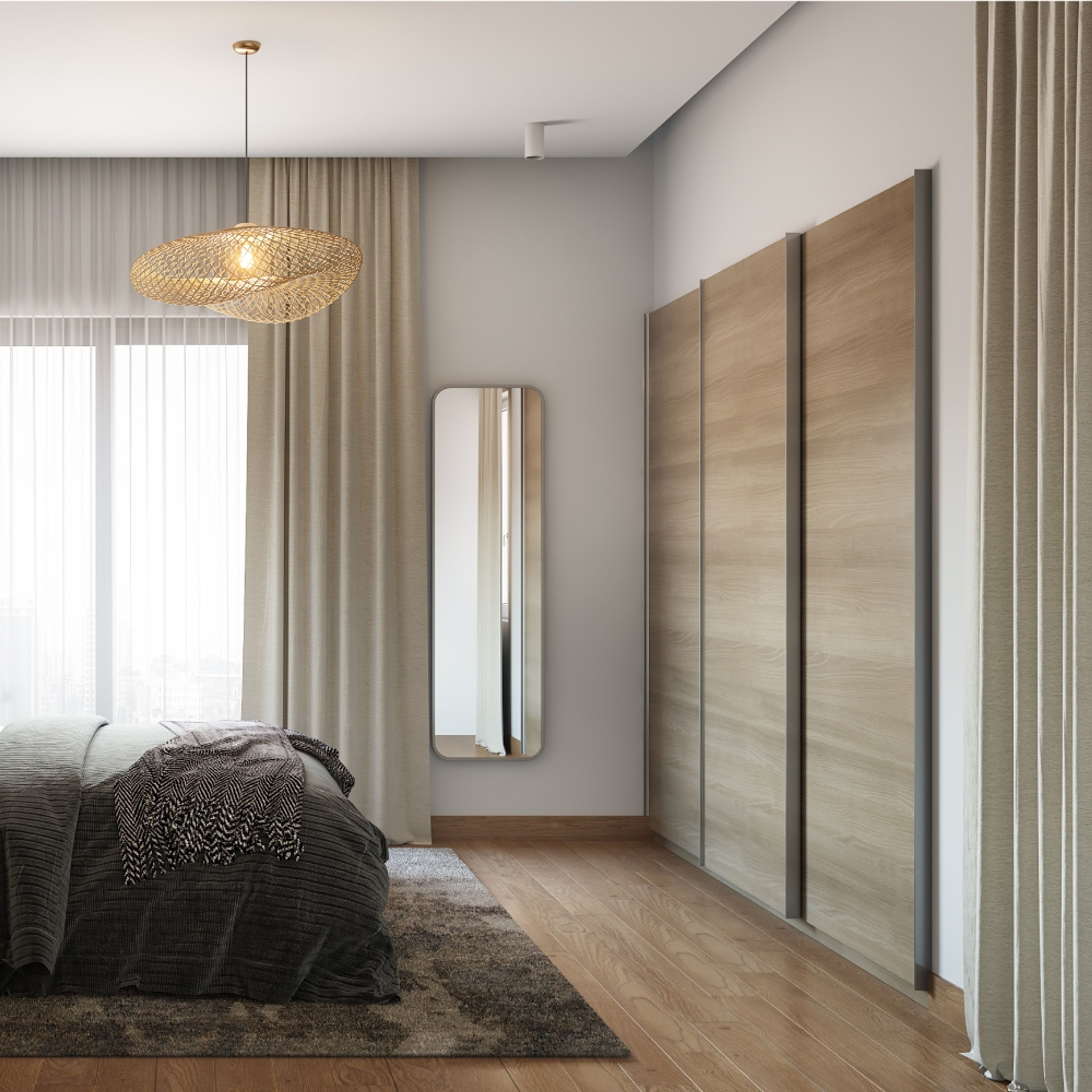 Modern 3-Door Wardrobe Design With A Wooden Laminate Finish