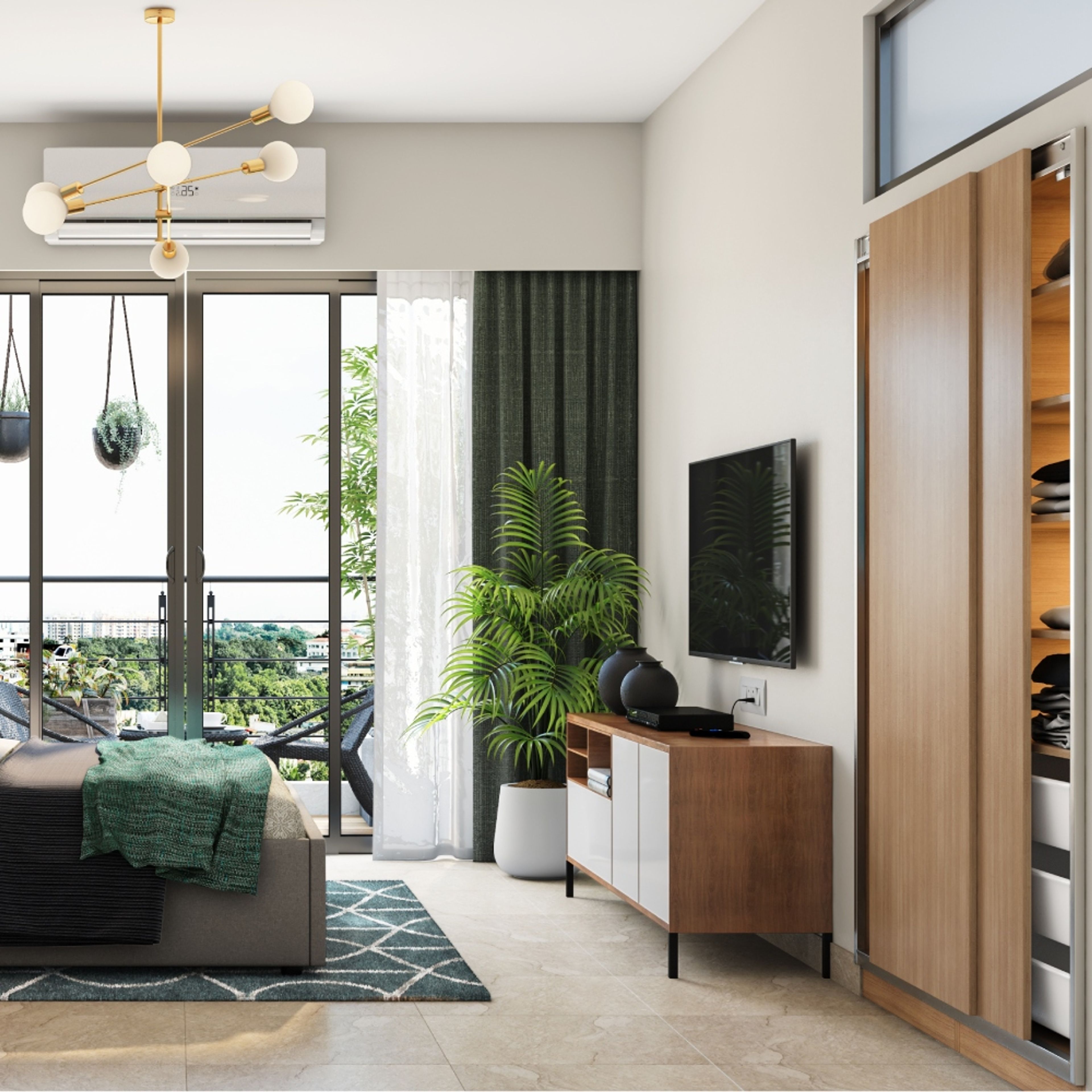 Modern 2-Door Sliding Wardrobe Design For Living Rooms