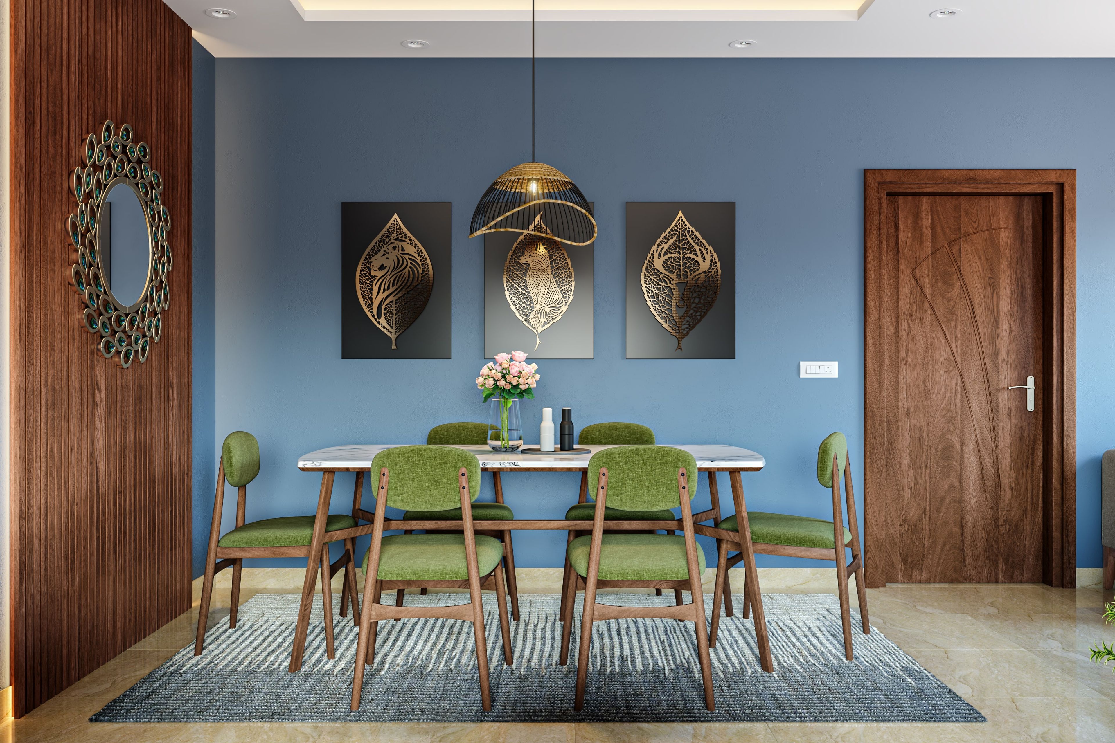 Earthy-Toned Dining Room Design - Livspace