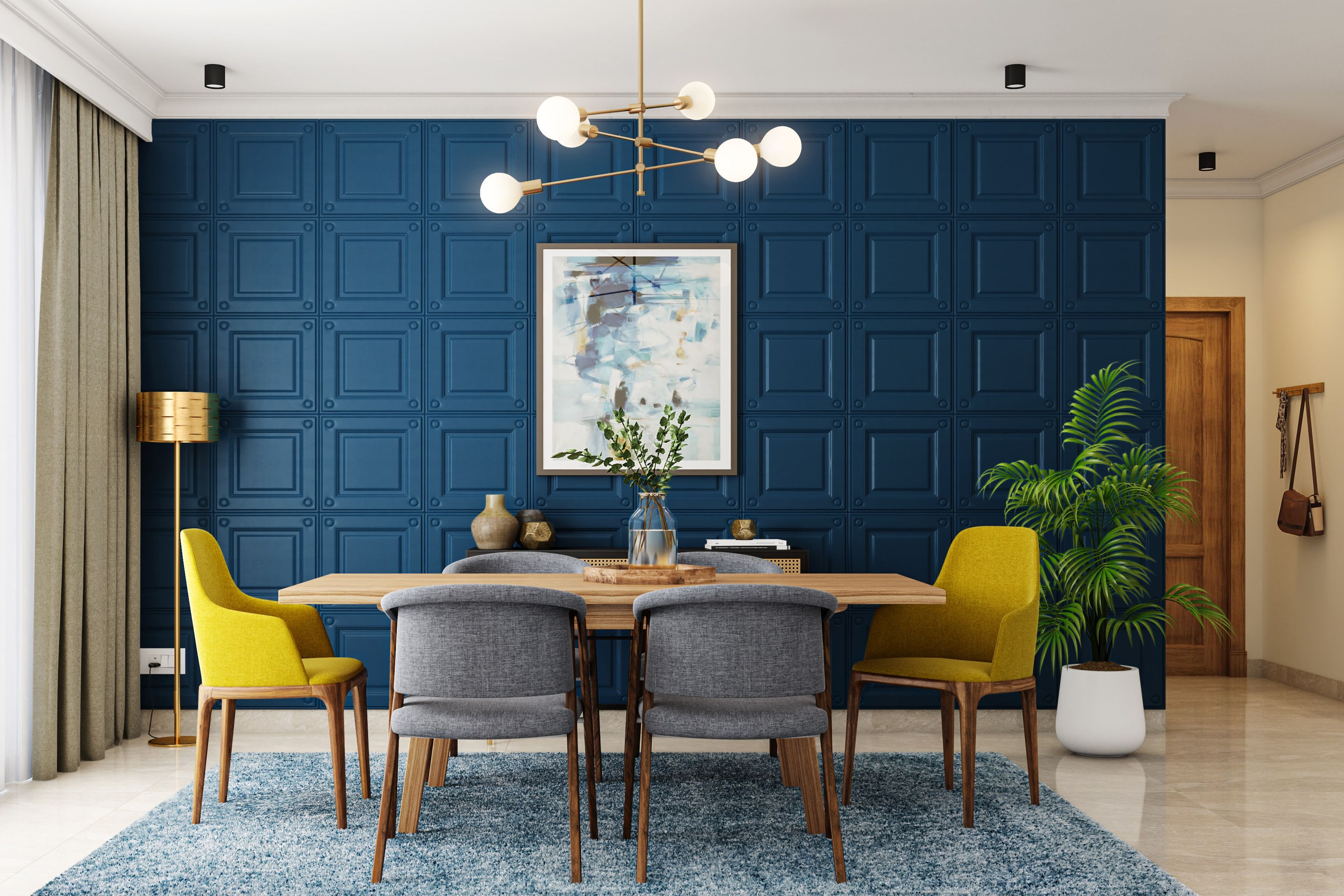 6-Seater Dining Room With Natural Lighting - Livspace