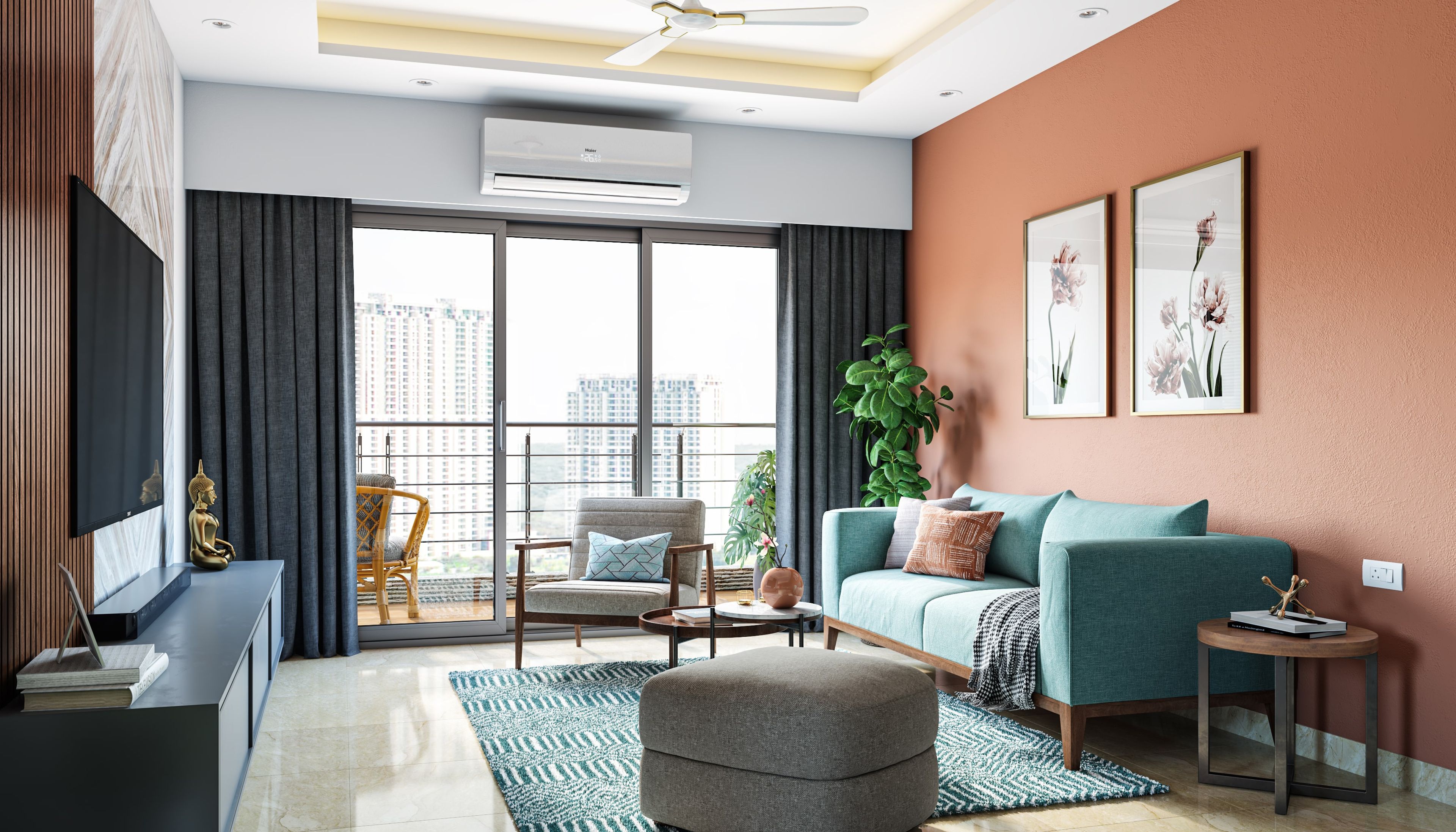 Modern Living Room Design With Marble Details