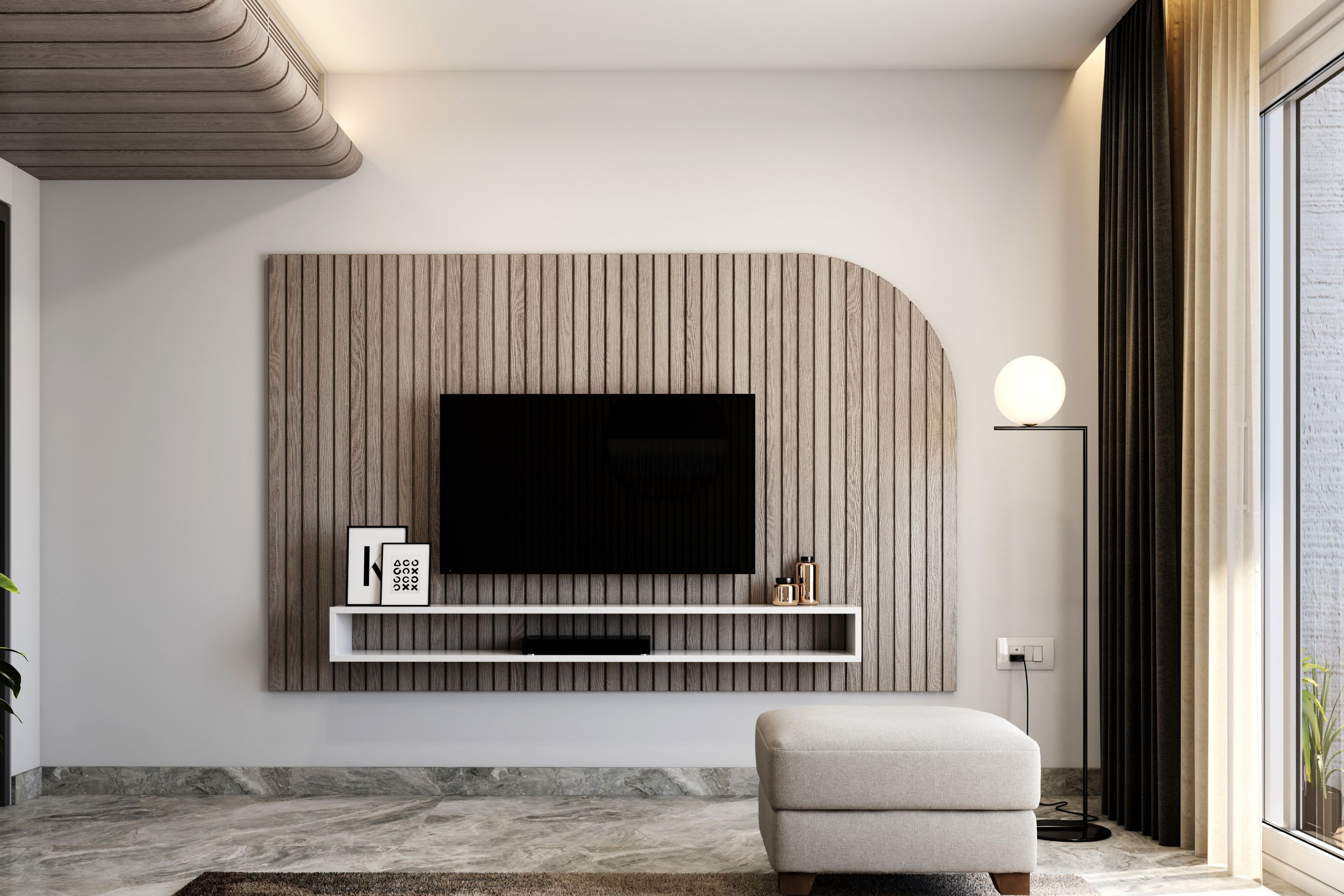 Modern White TV Cabinet - Livspace