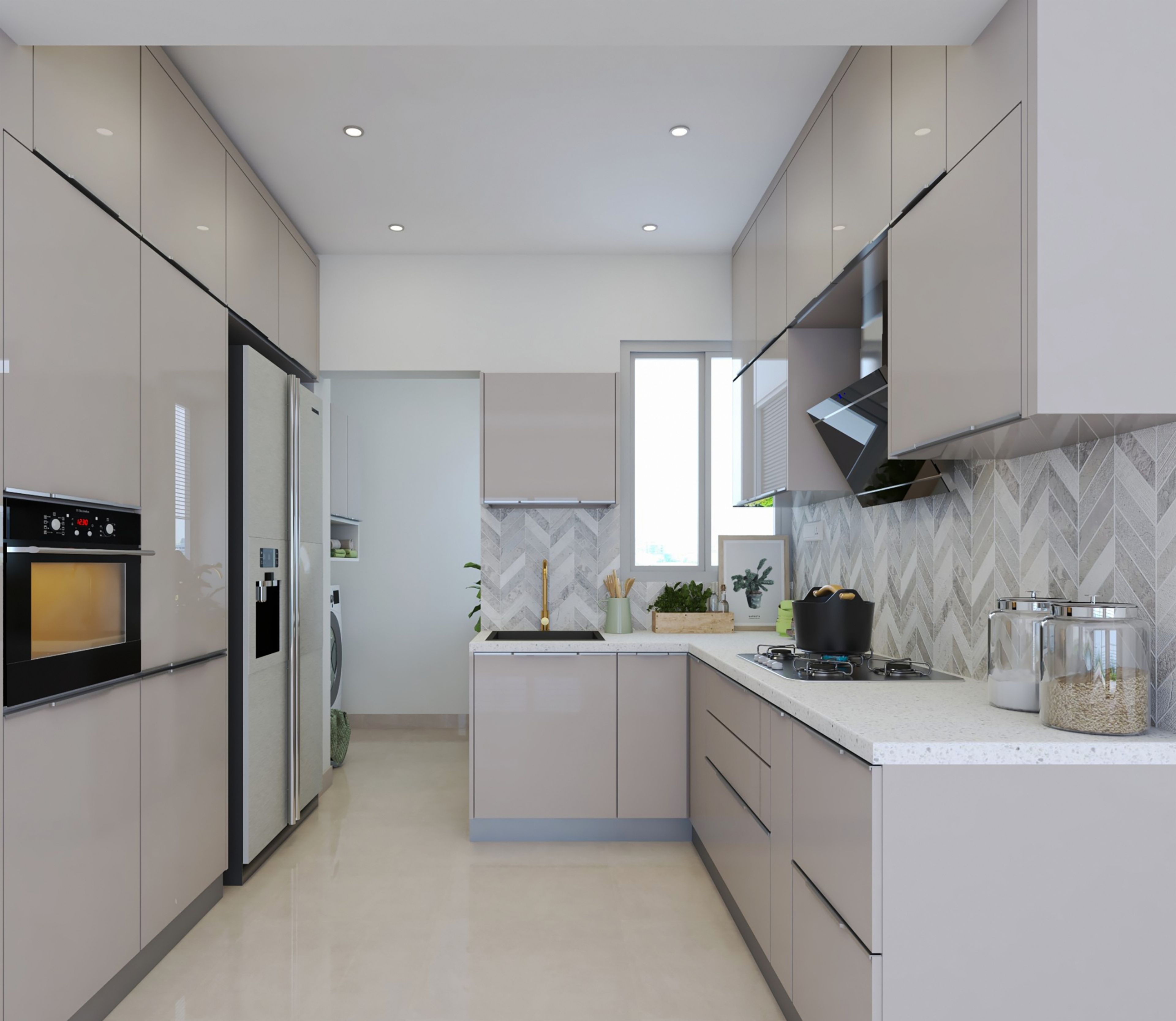 Brown Modular Kitchen