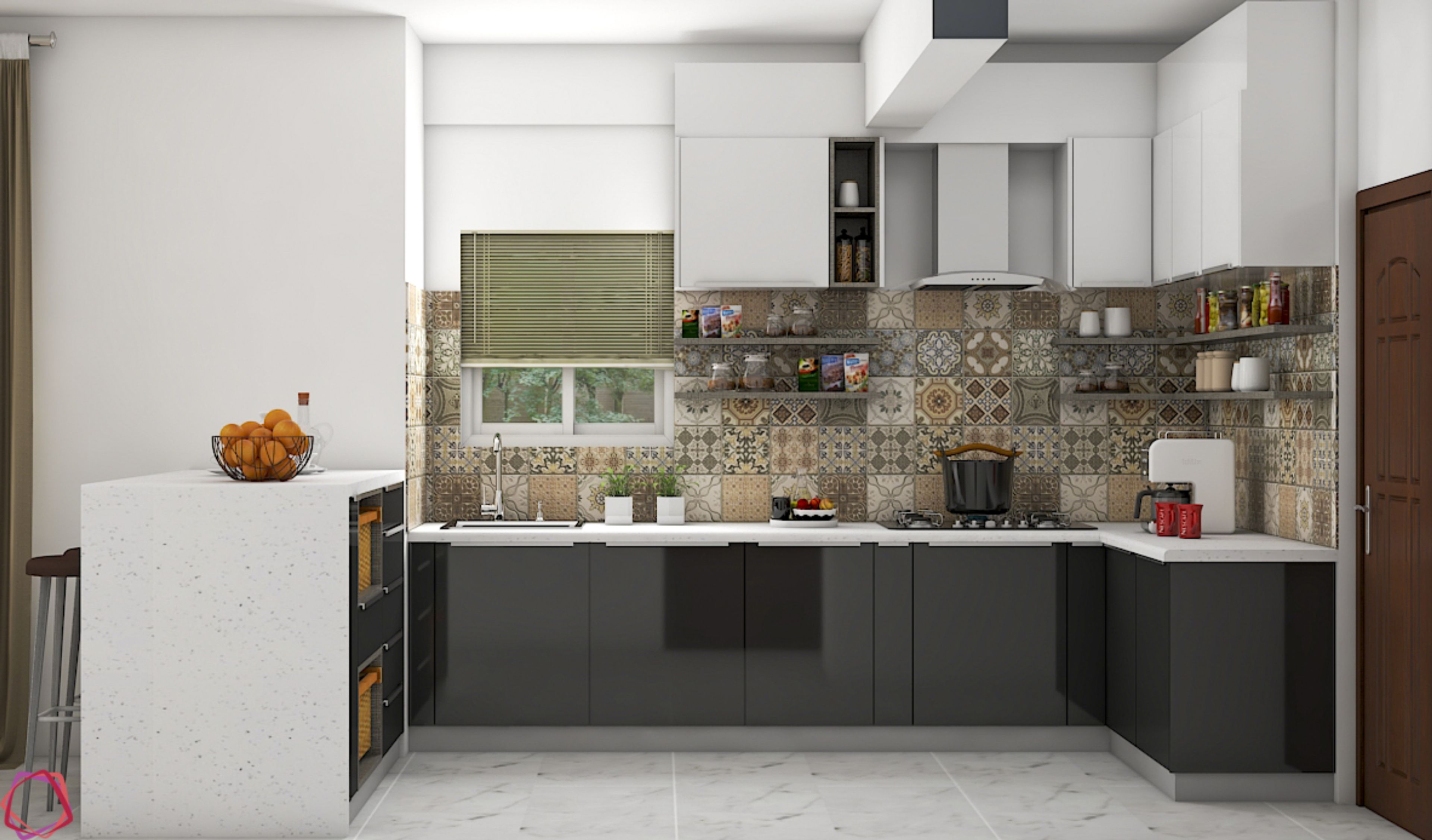 Glossy Modular Kitchen