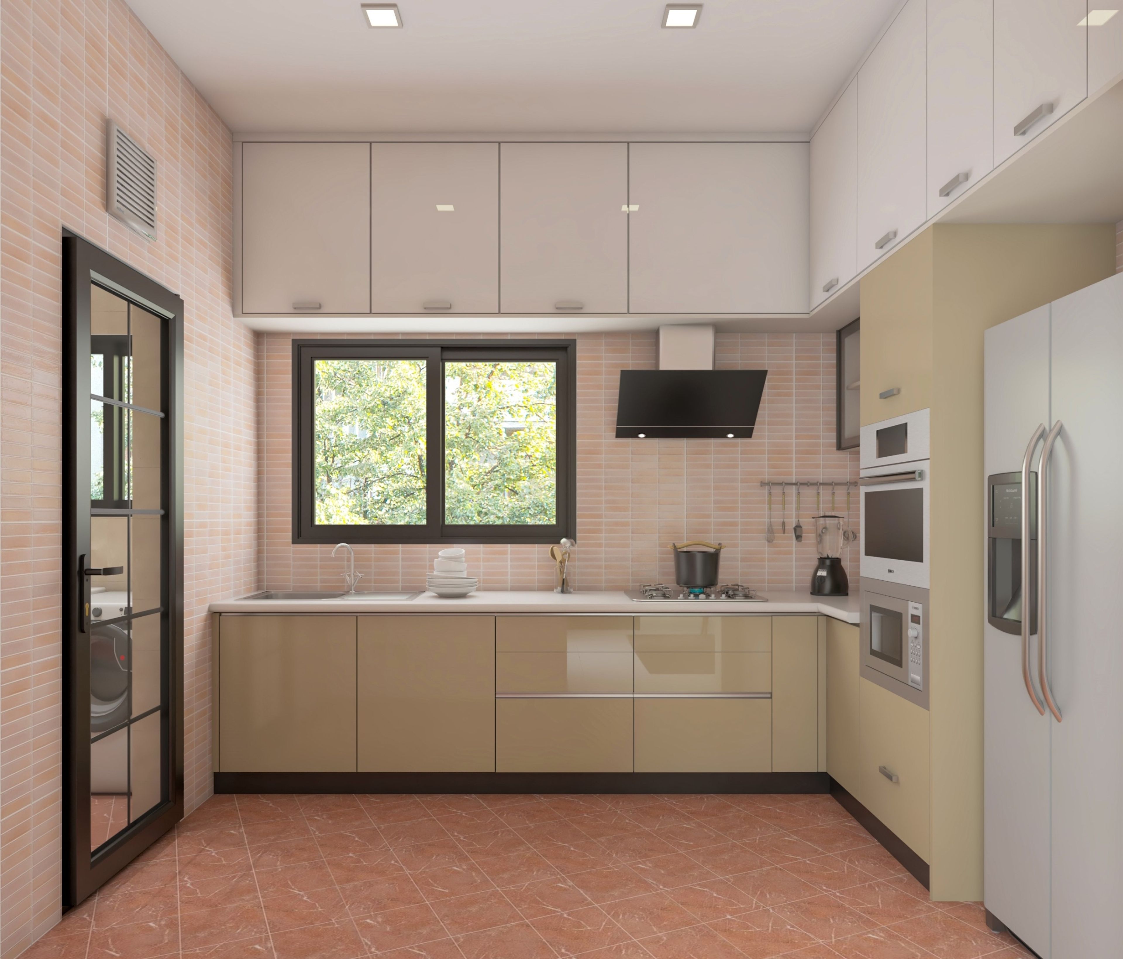 Beige Urban Modular Kitchen