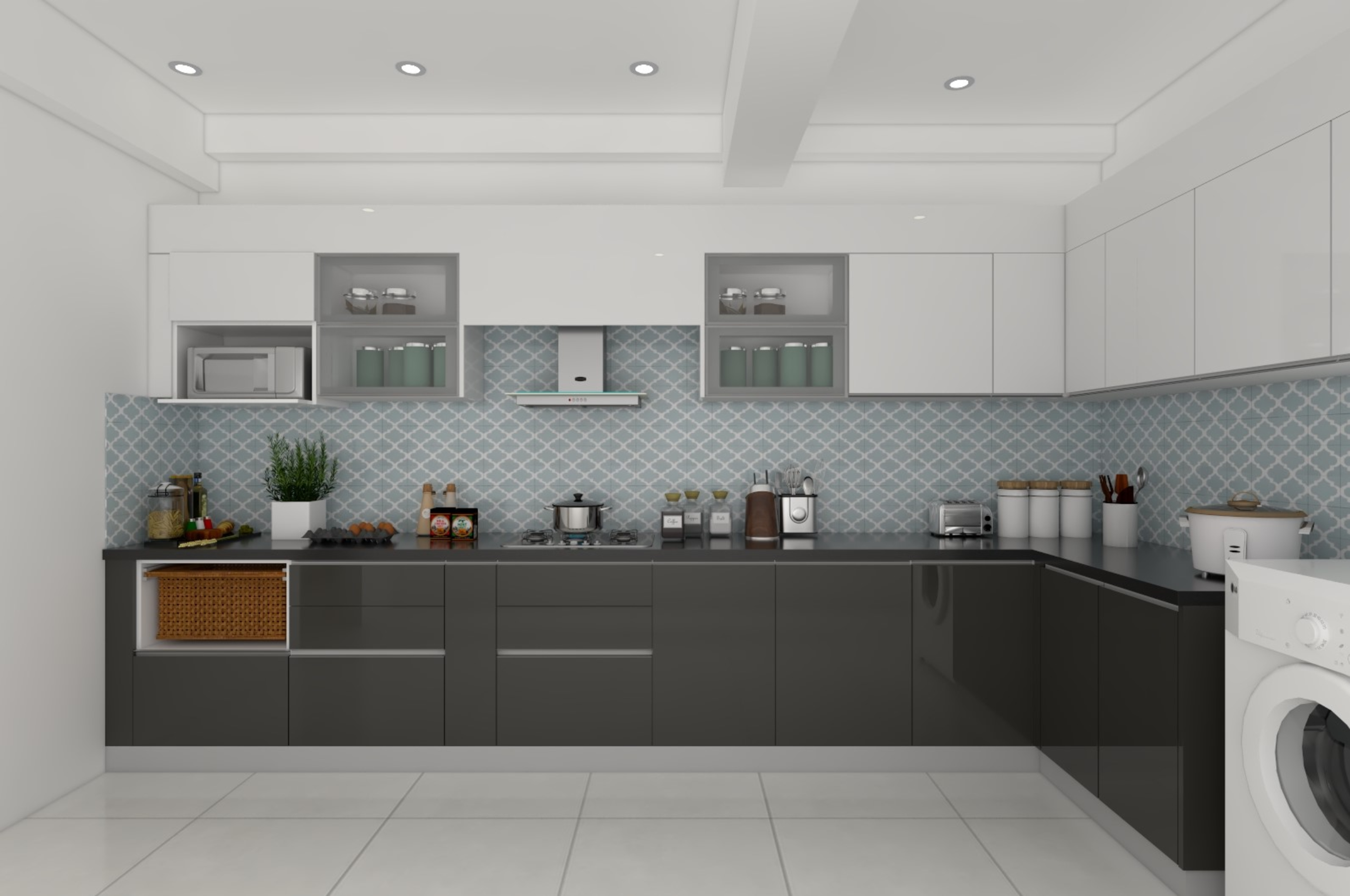 Grey L-Shaped Kitchen