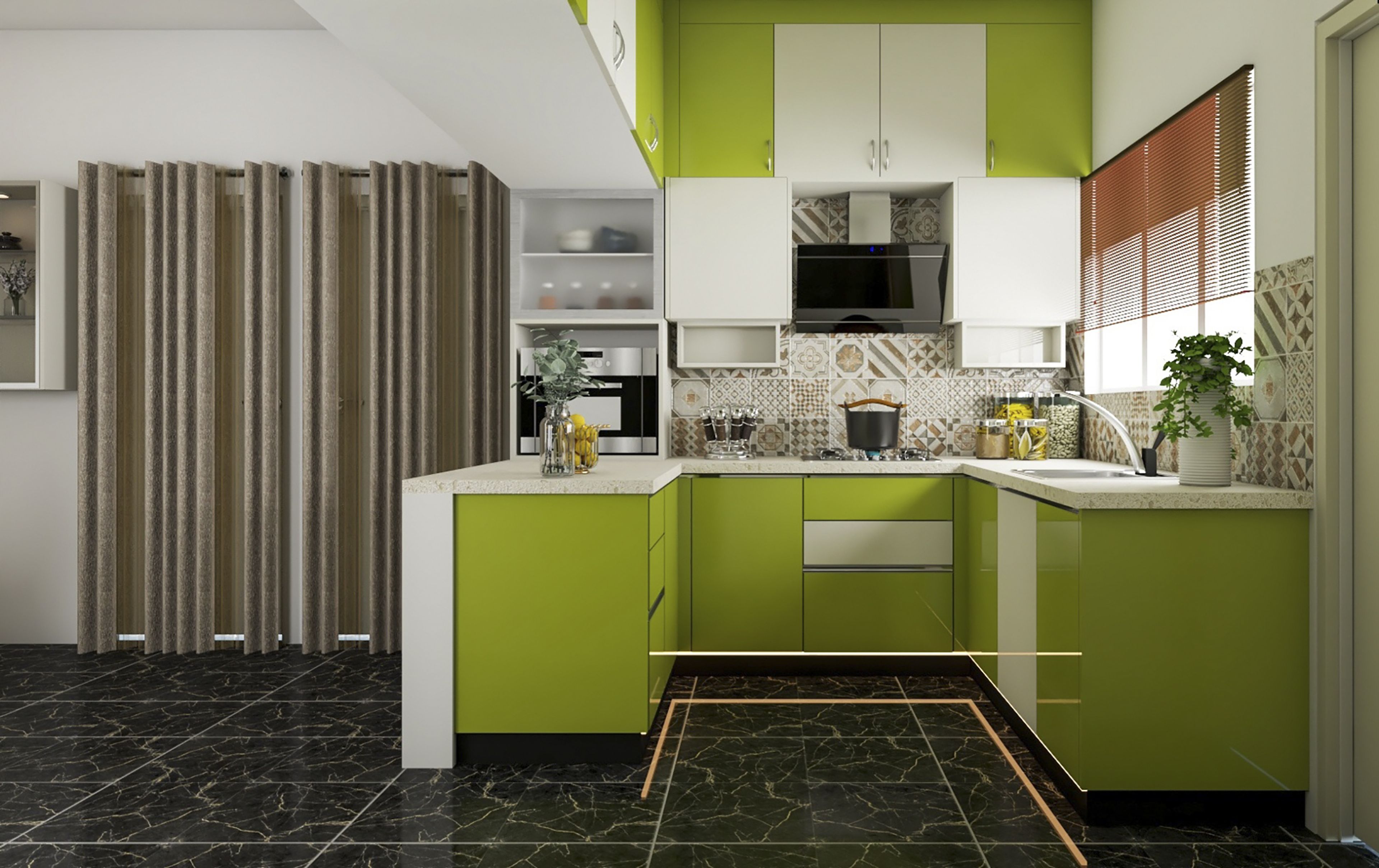 U-Shaped Modular Kitchen