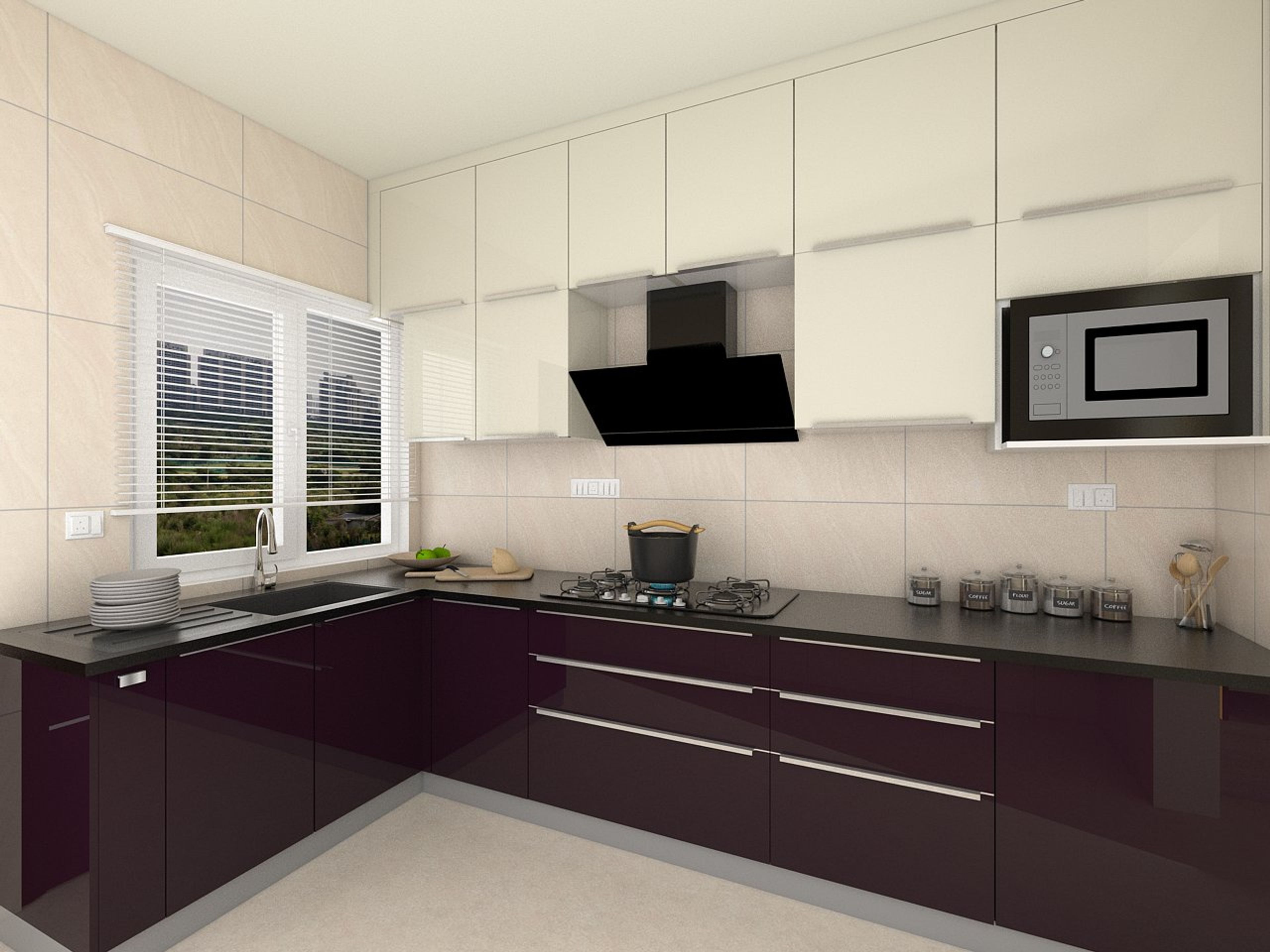 L-Shaped Low-Maintenance Modular Kitchen