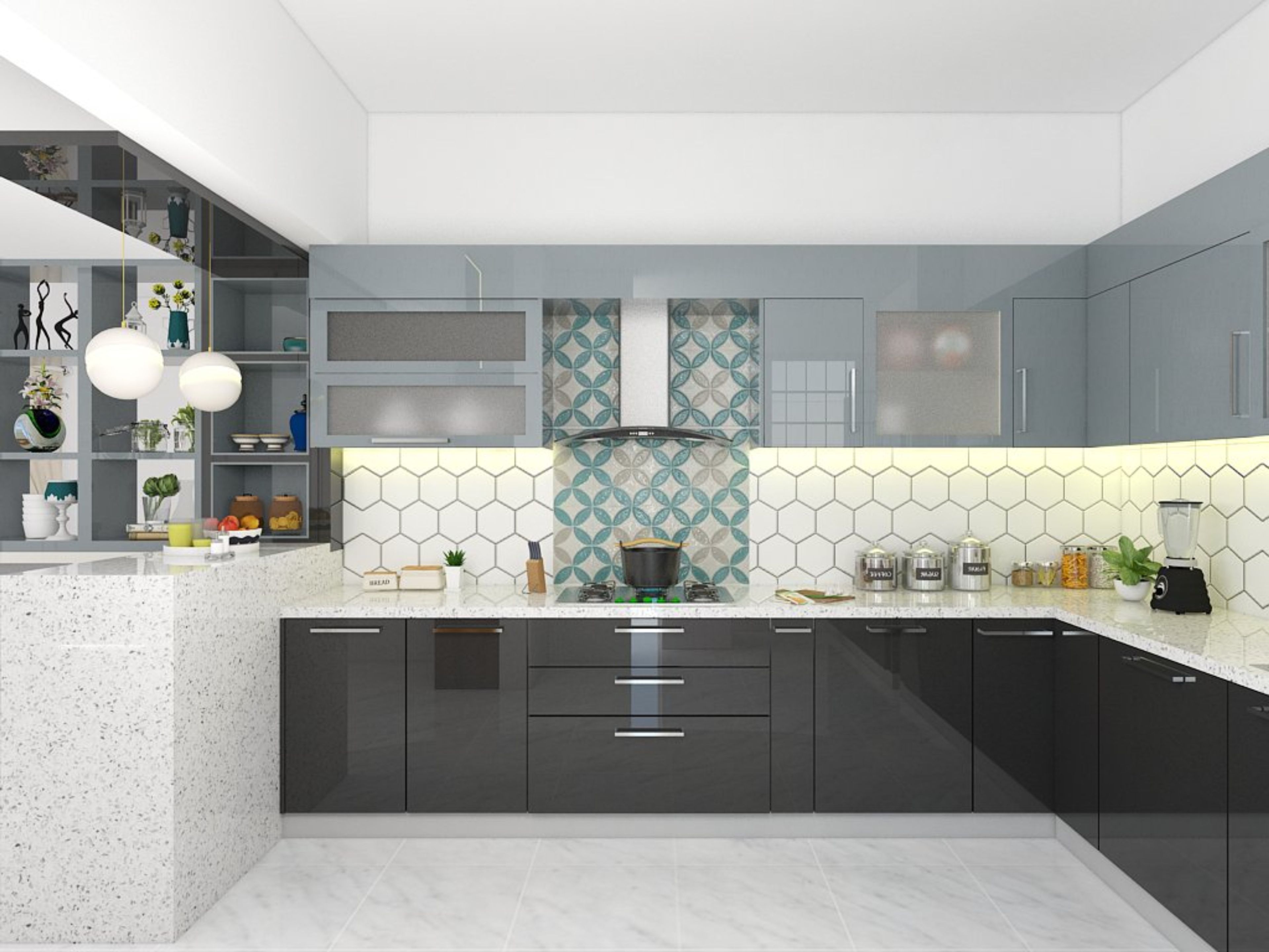 L-Shaped Social Kitchen