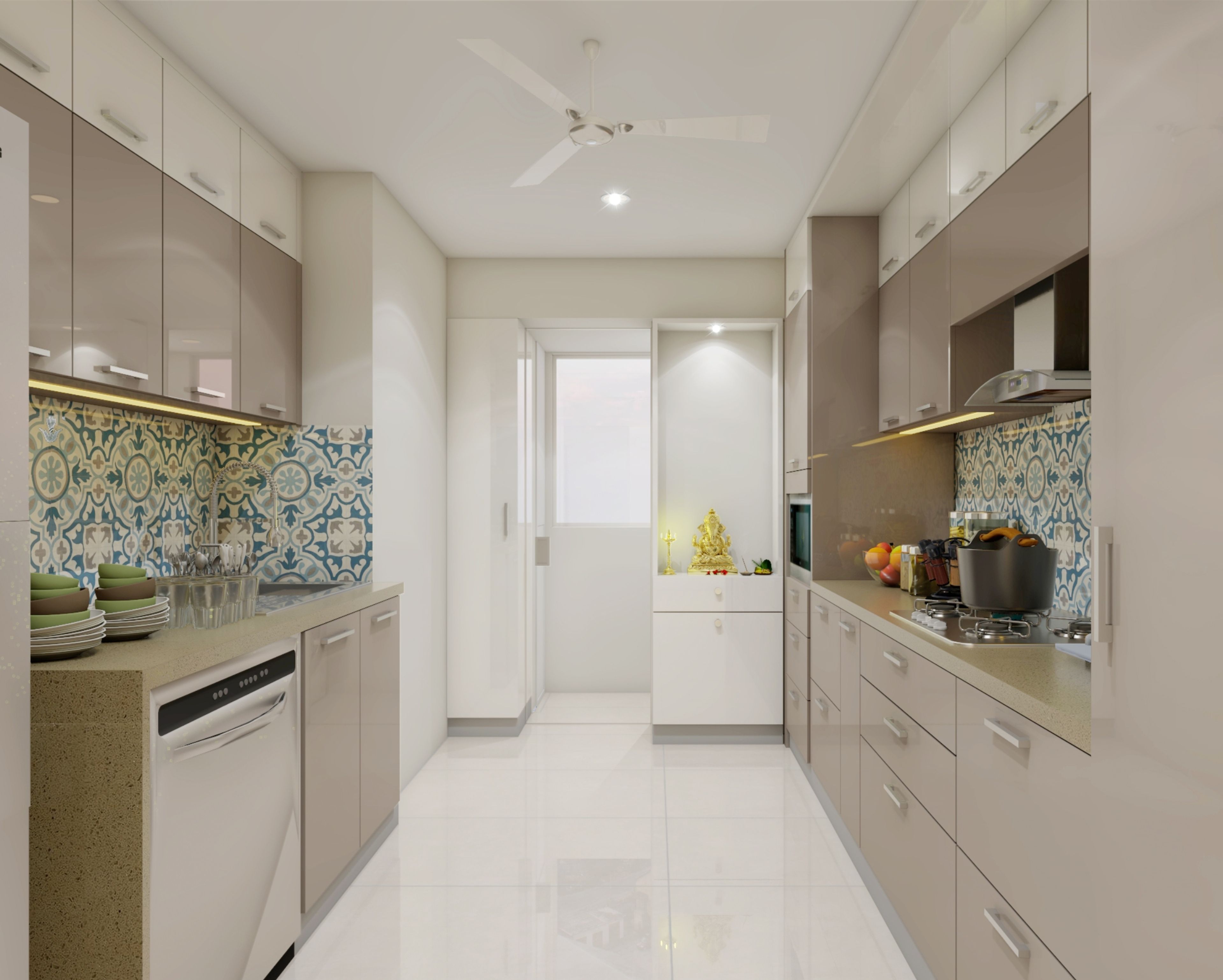 Cappuccino Contemporary Parallel Kitchen