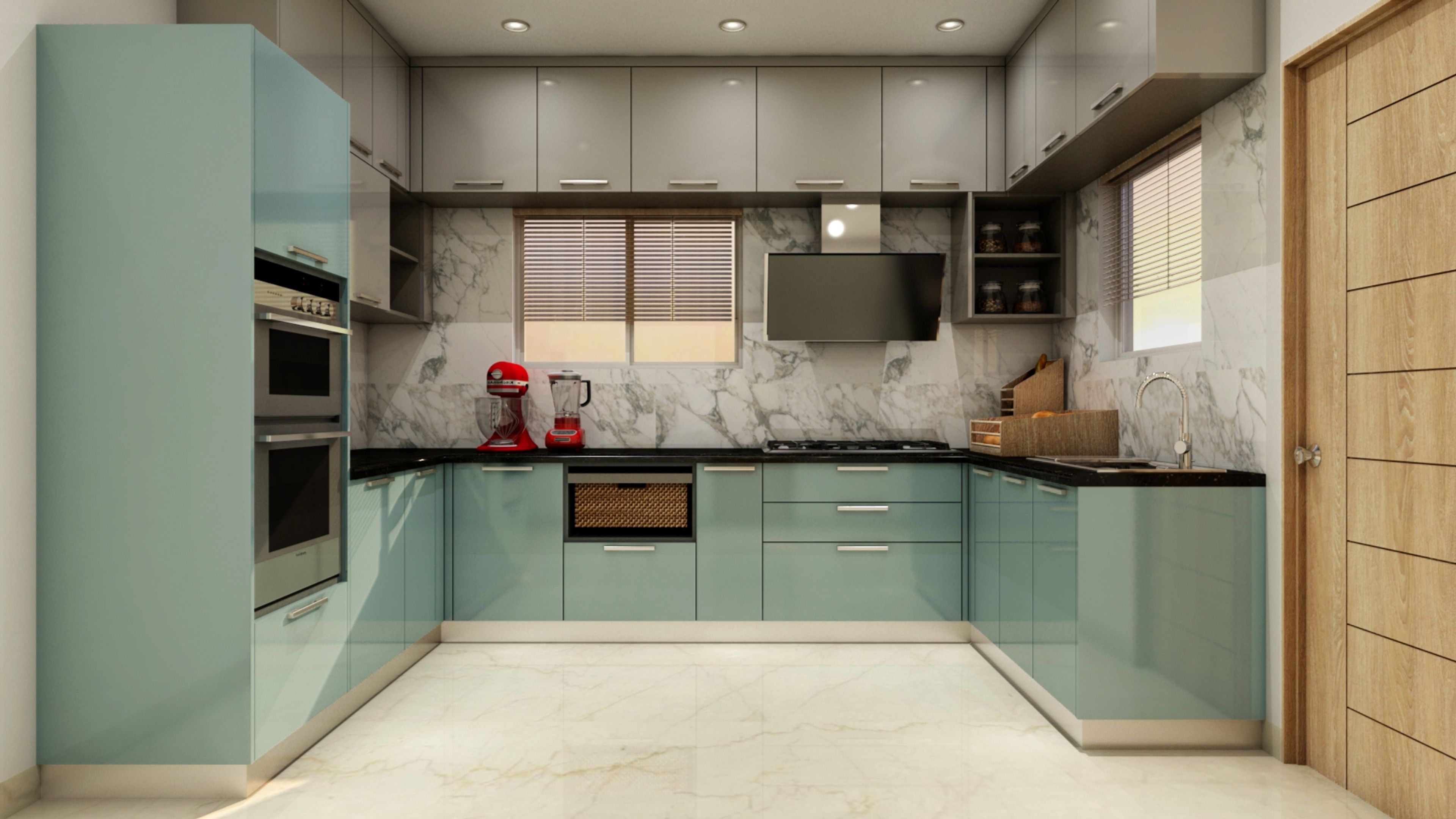 Metallic Blue Kitchen