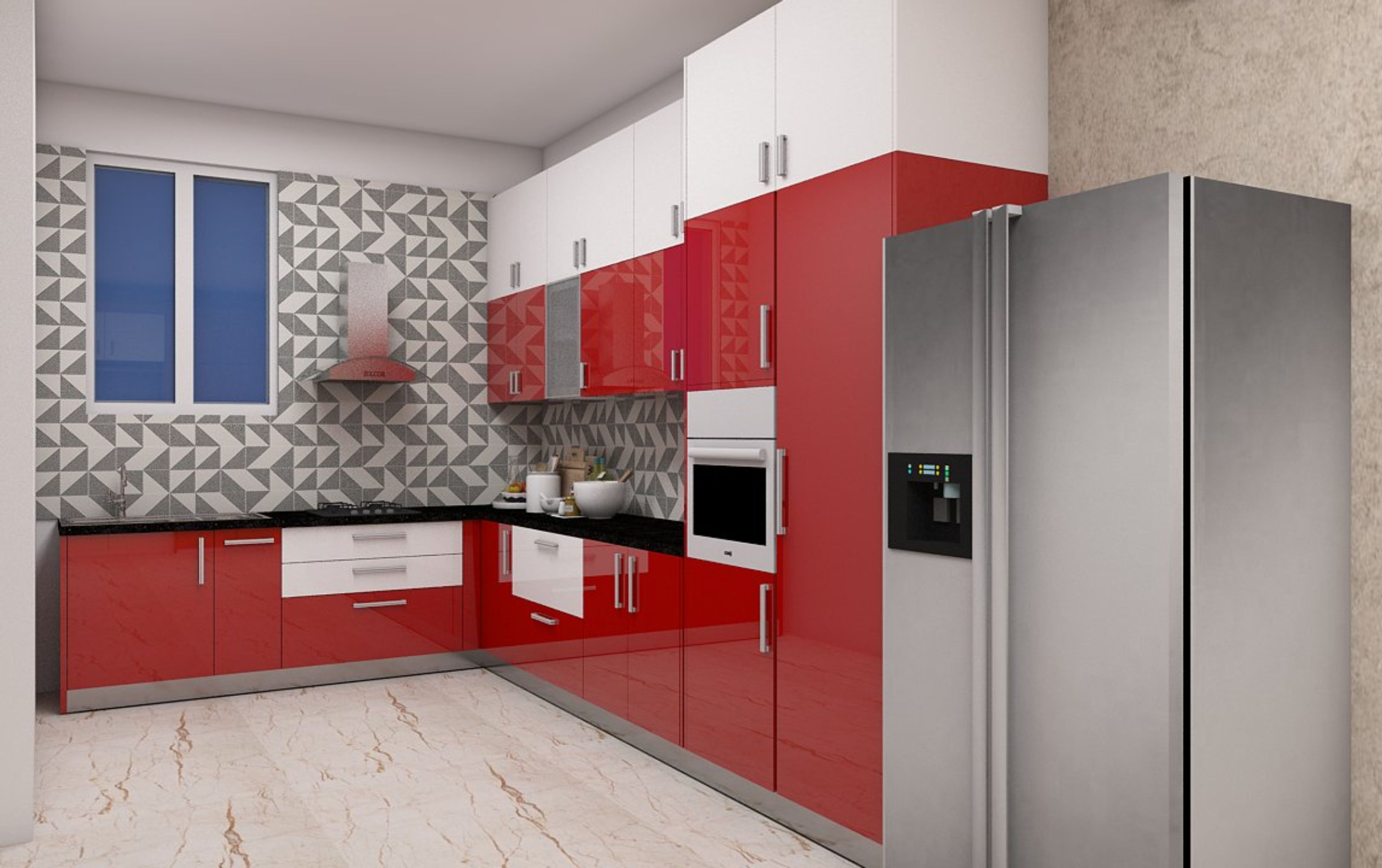 L-Shaped Contemporary Kitchen