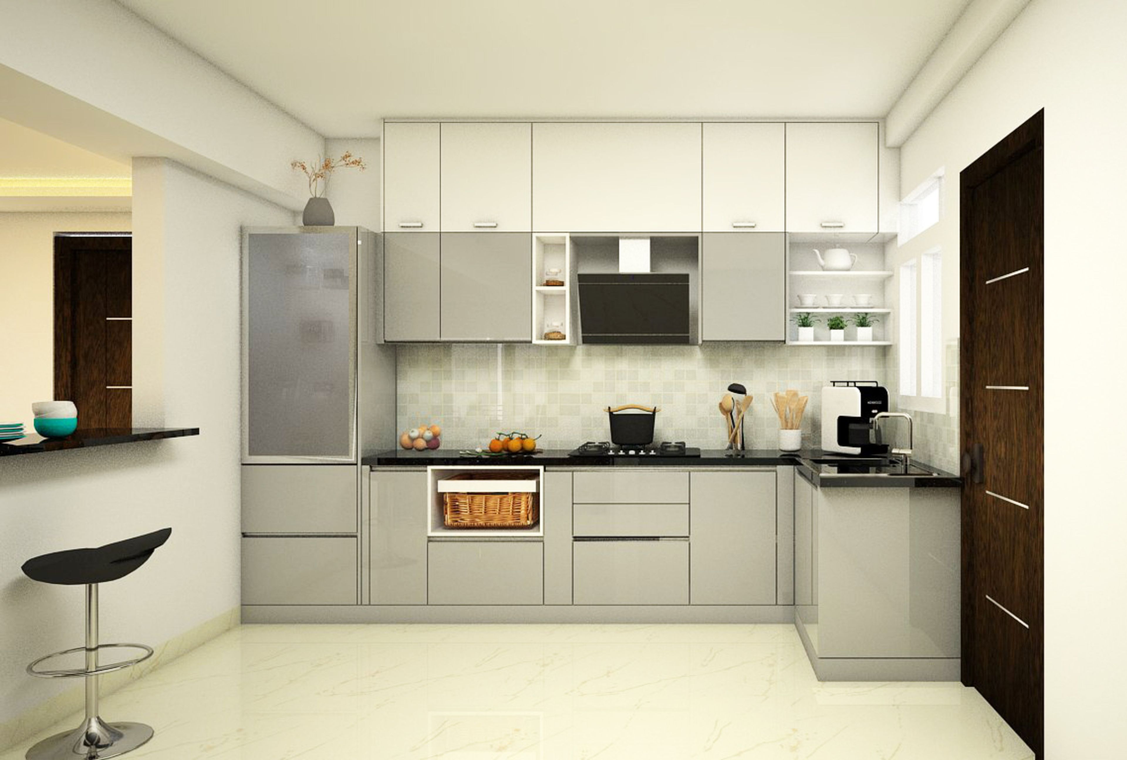 Neutral L-Shaped Kitchen