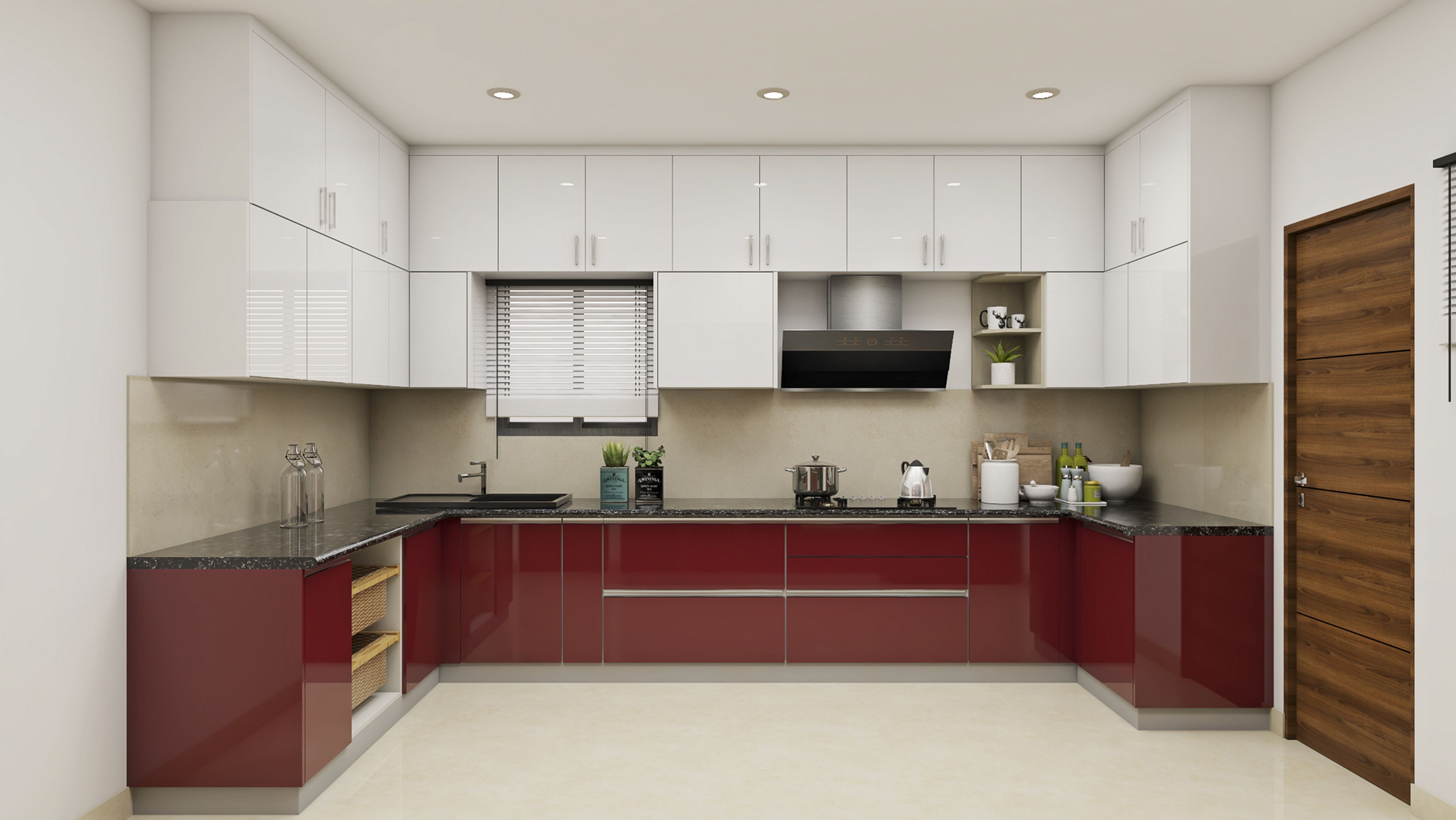 Dual-Toned U-Shaped Kitchen