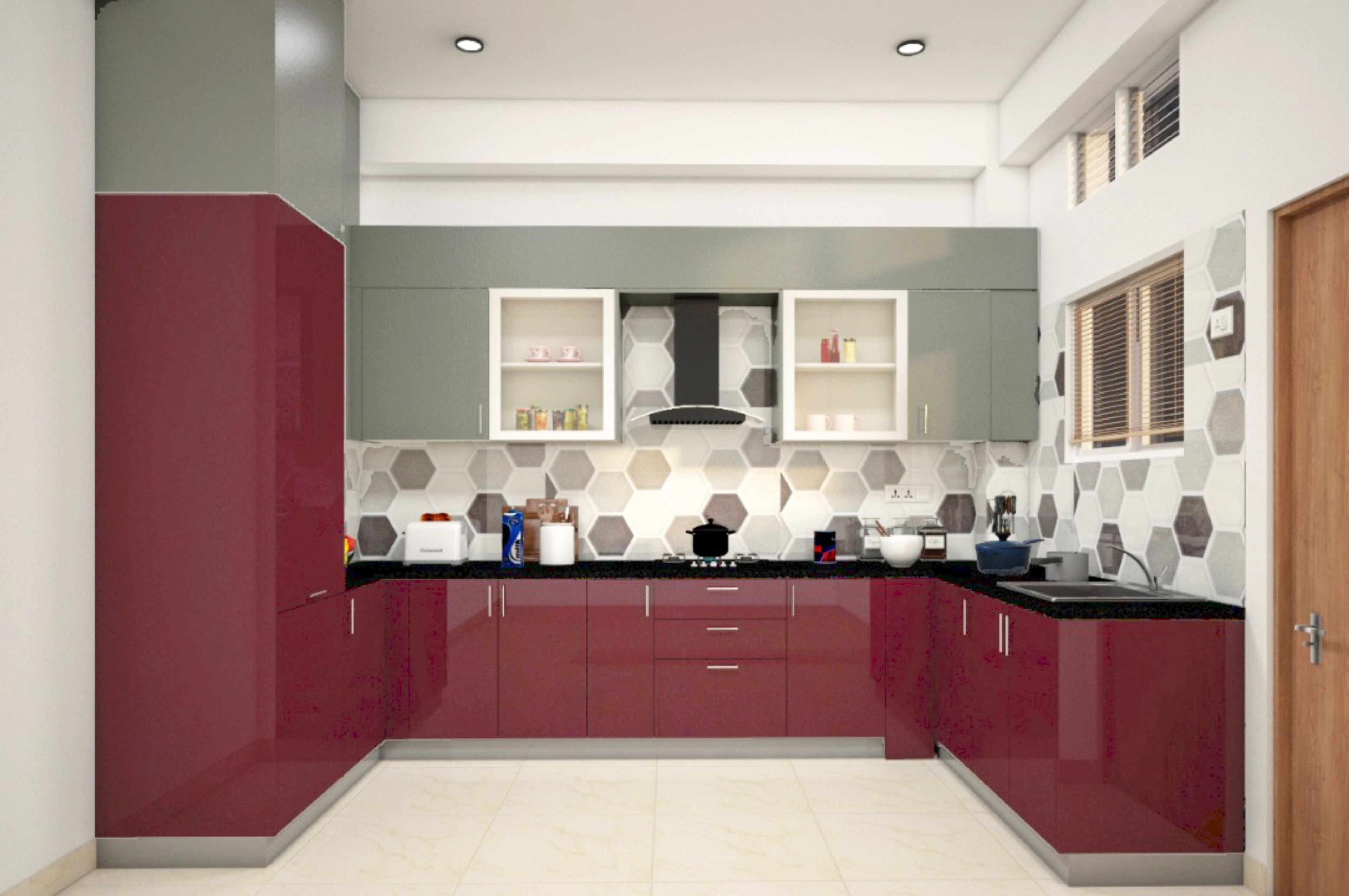 Berry Red Kitchen Design