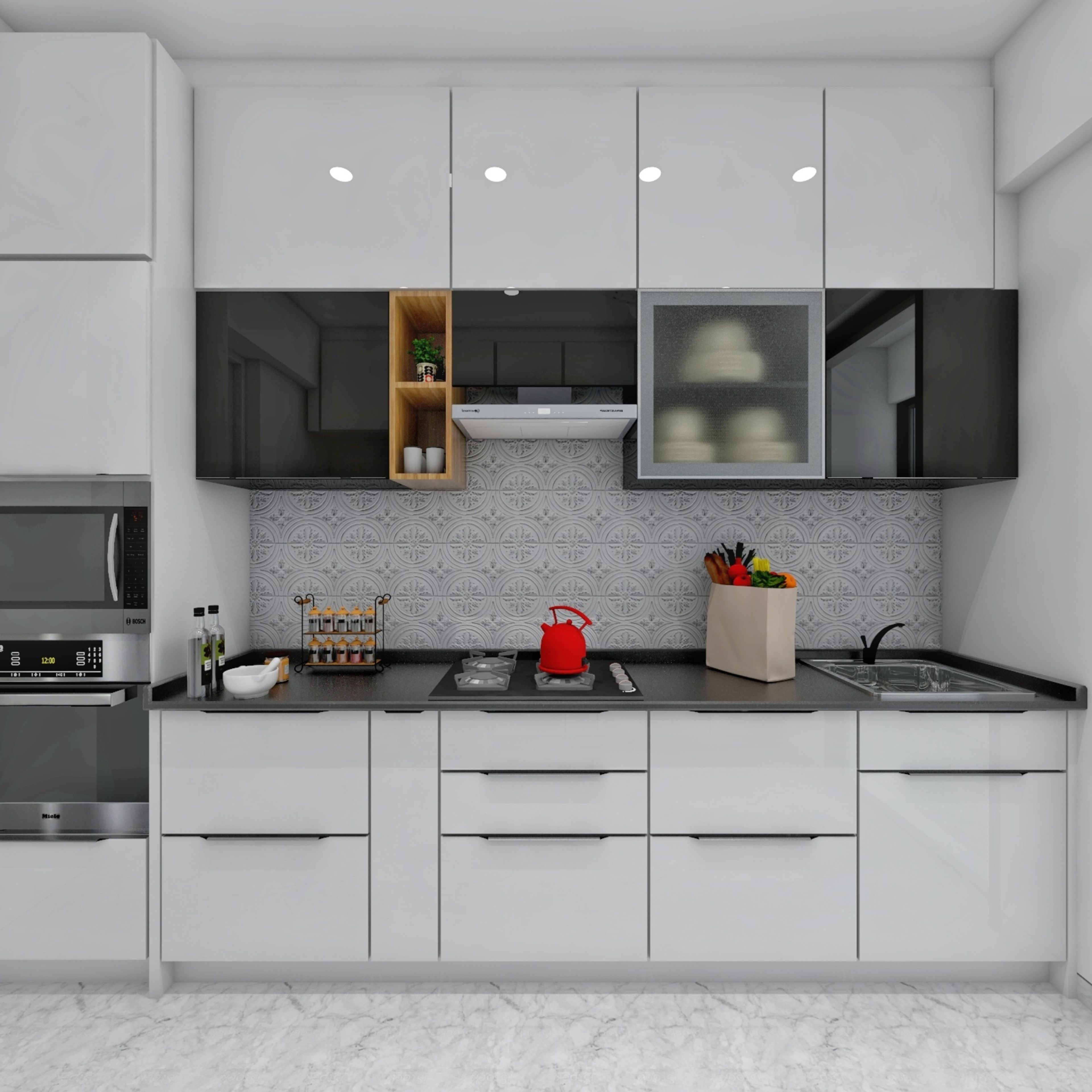 White-Black Modular Kitchen
