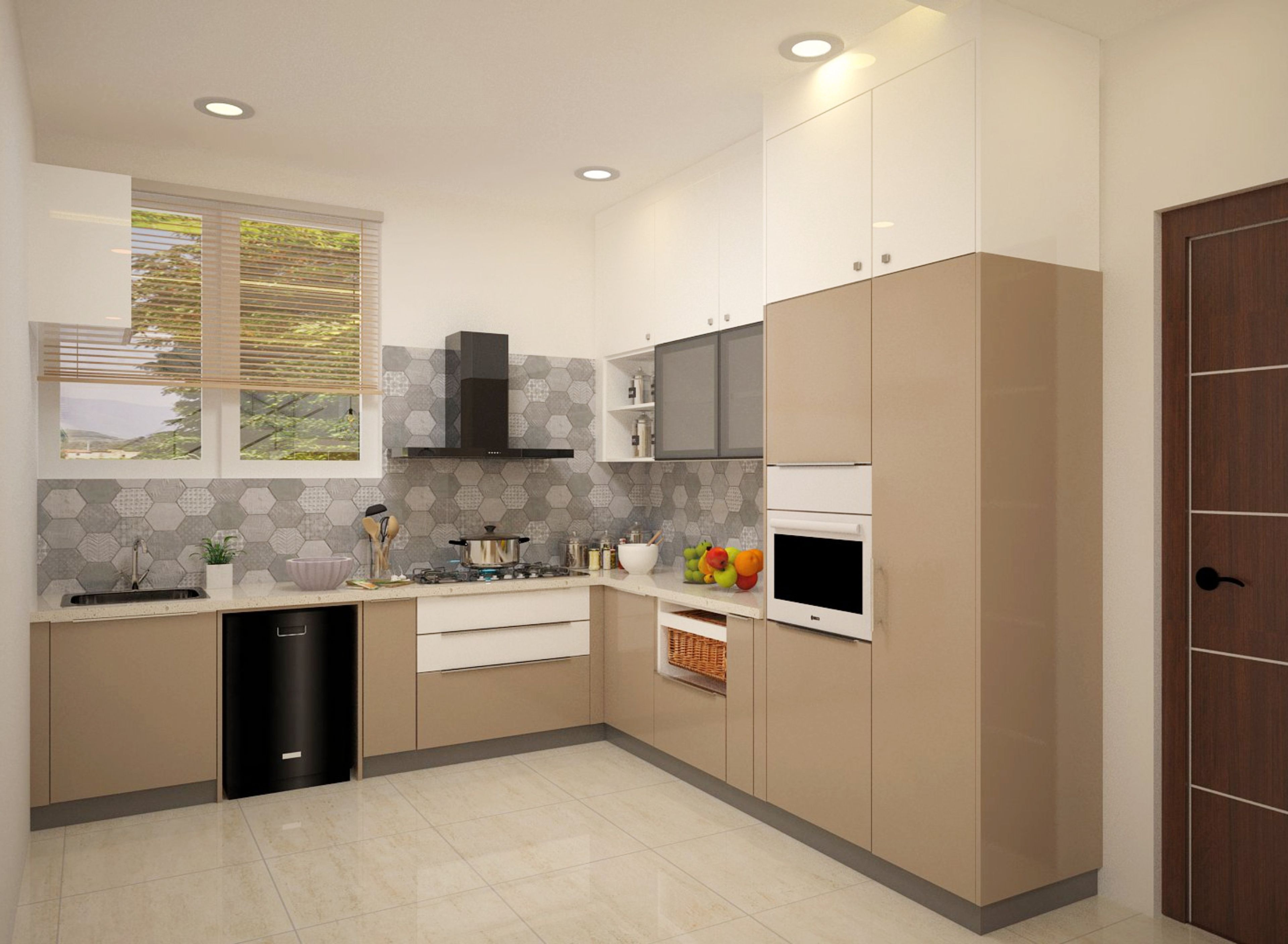 Light Brown L-Shaped Kitchen