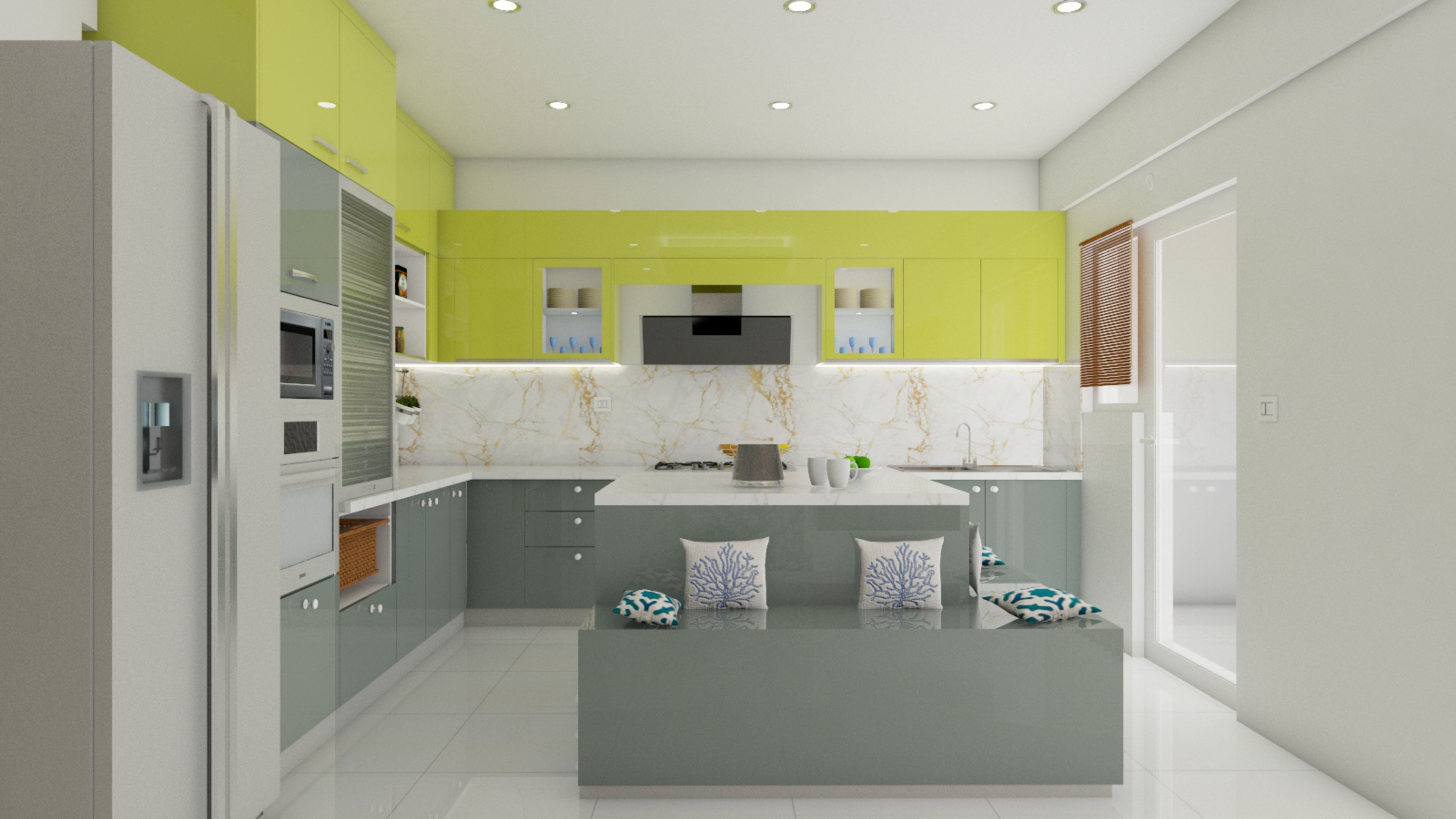 Lime Modern Island Kitchen