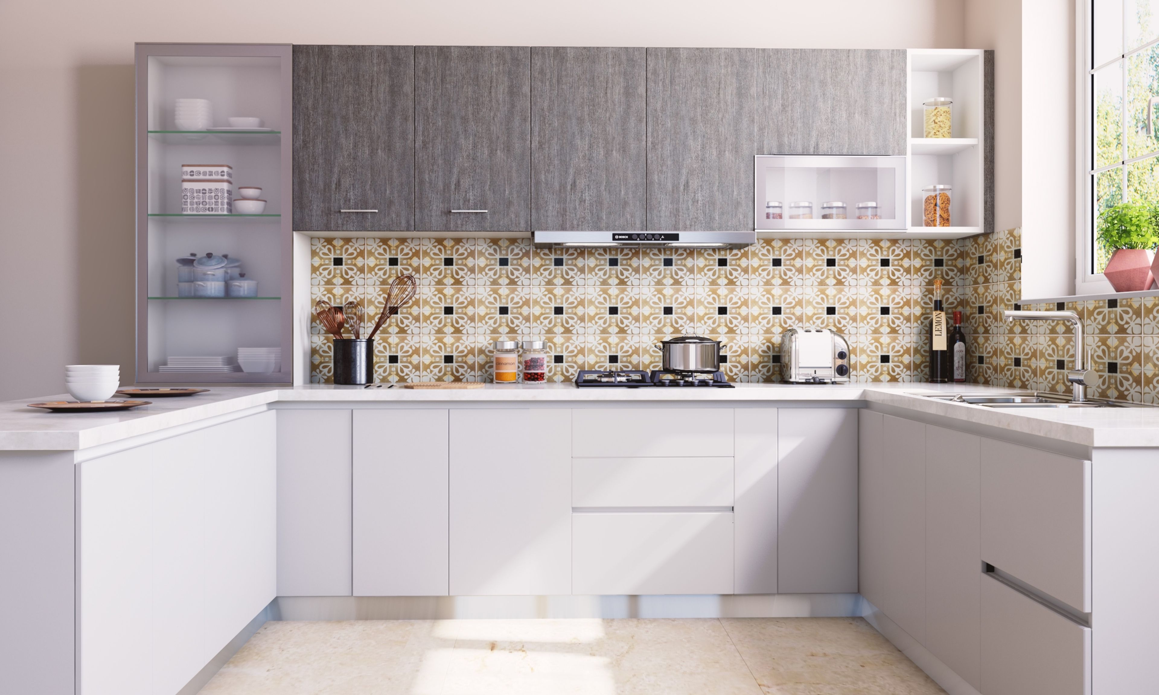 Wood Accent Modular Kitchen