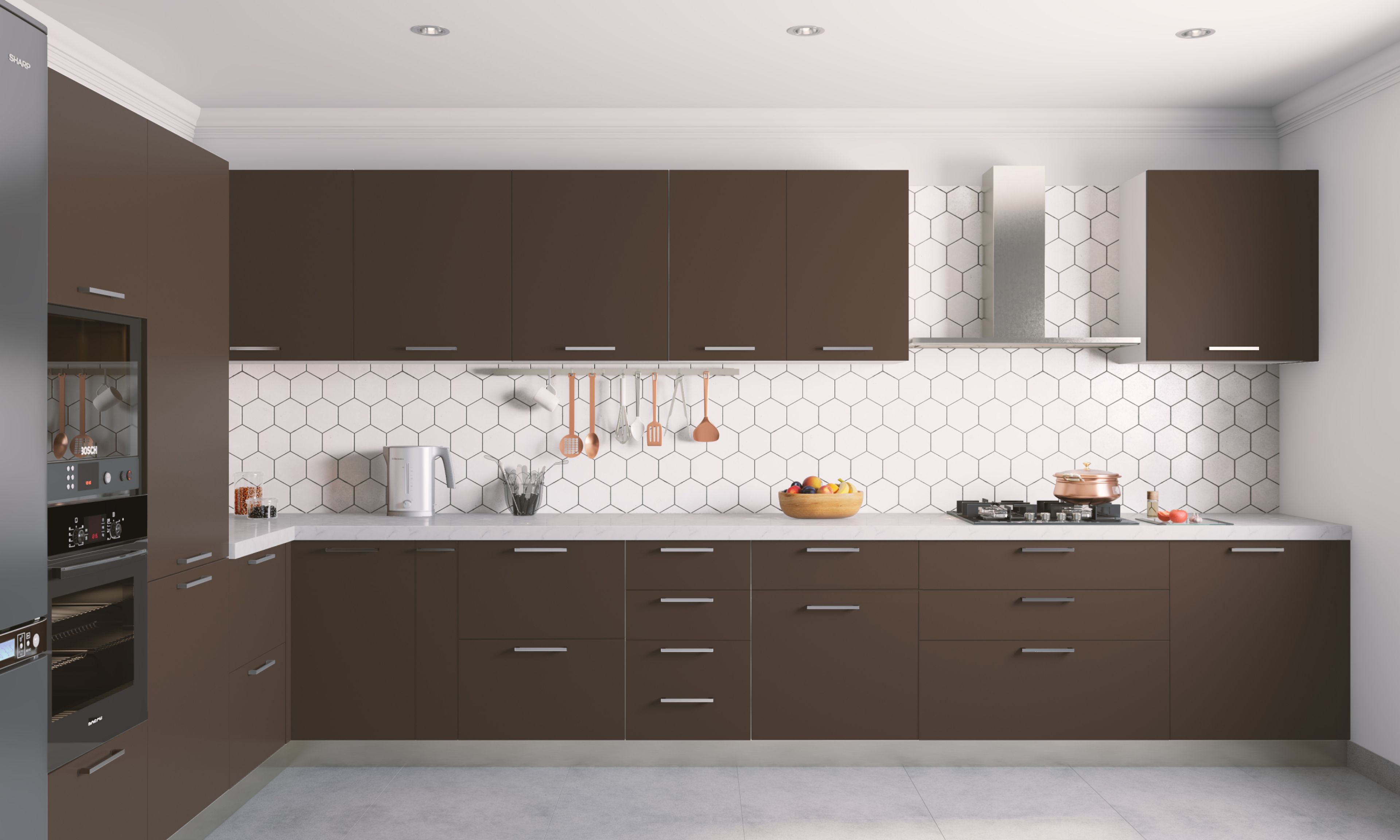 Coffee Coloured Modular Kitchen