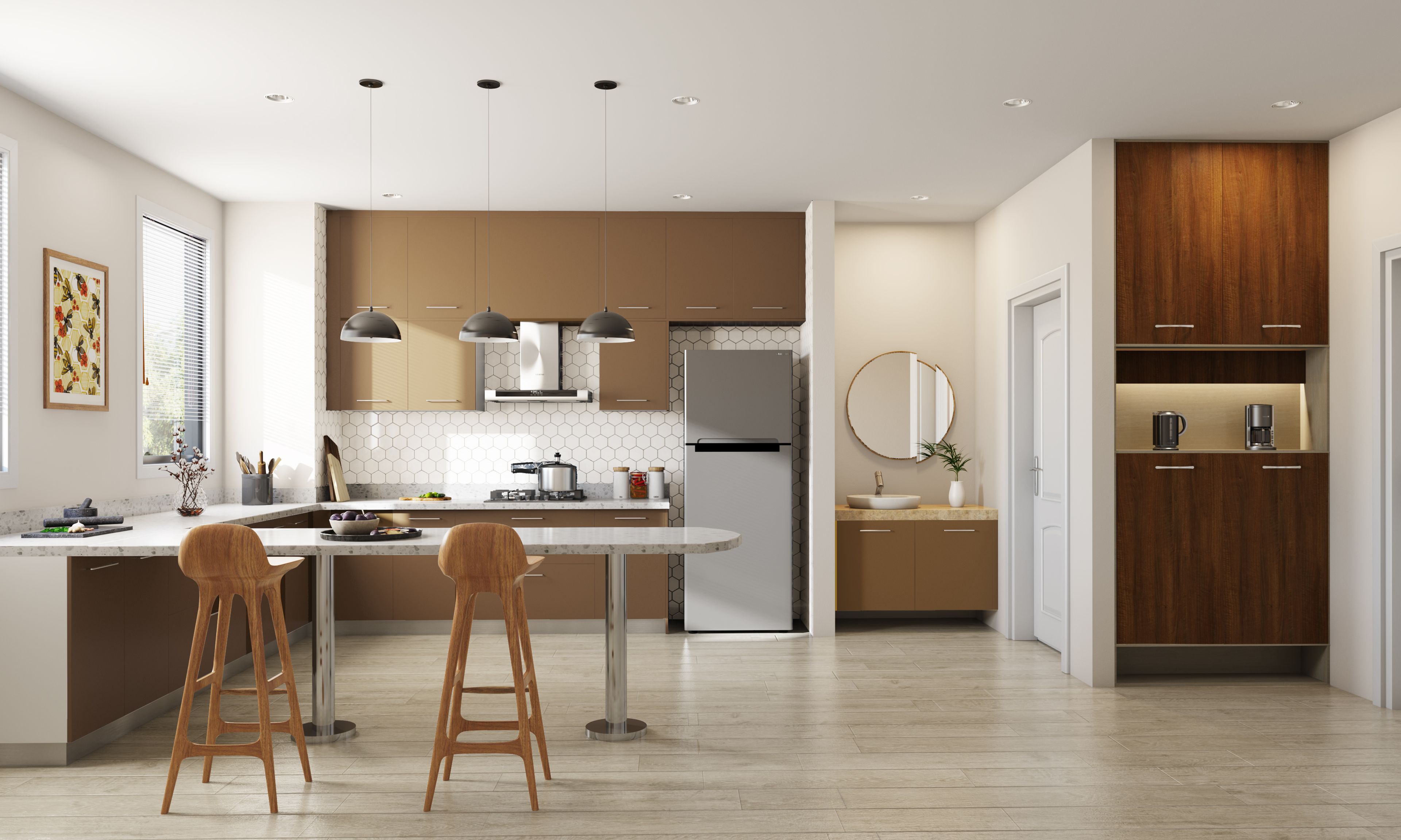 Modern L-Shaped Social Kitchen