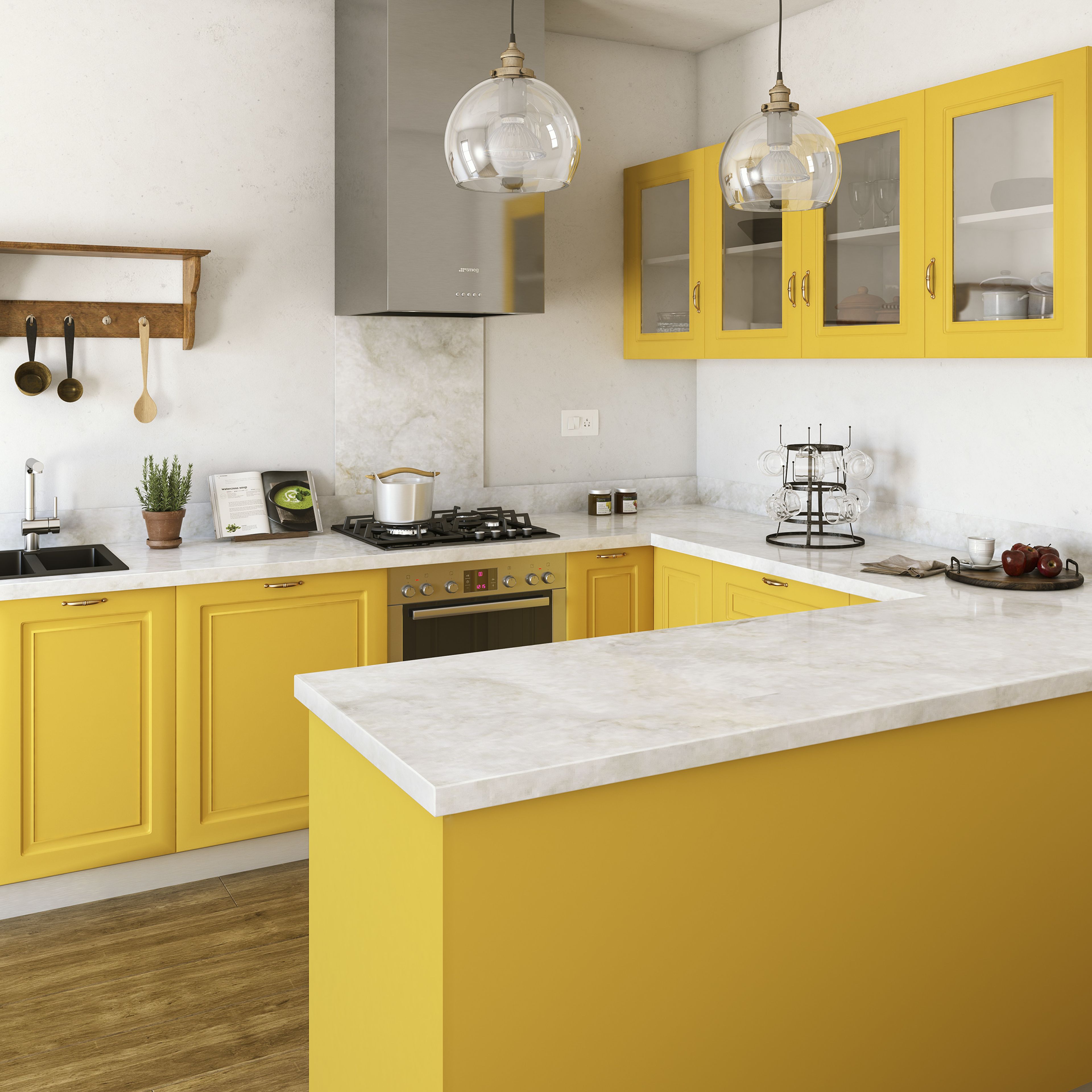 Dual-Toned U-Shaped Kitchen