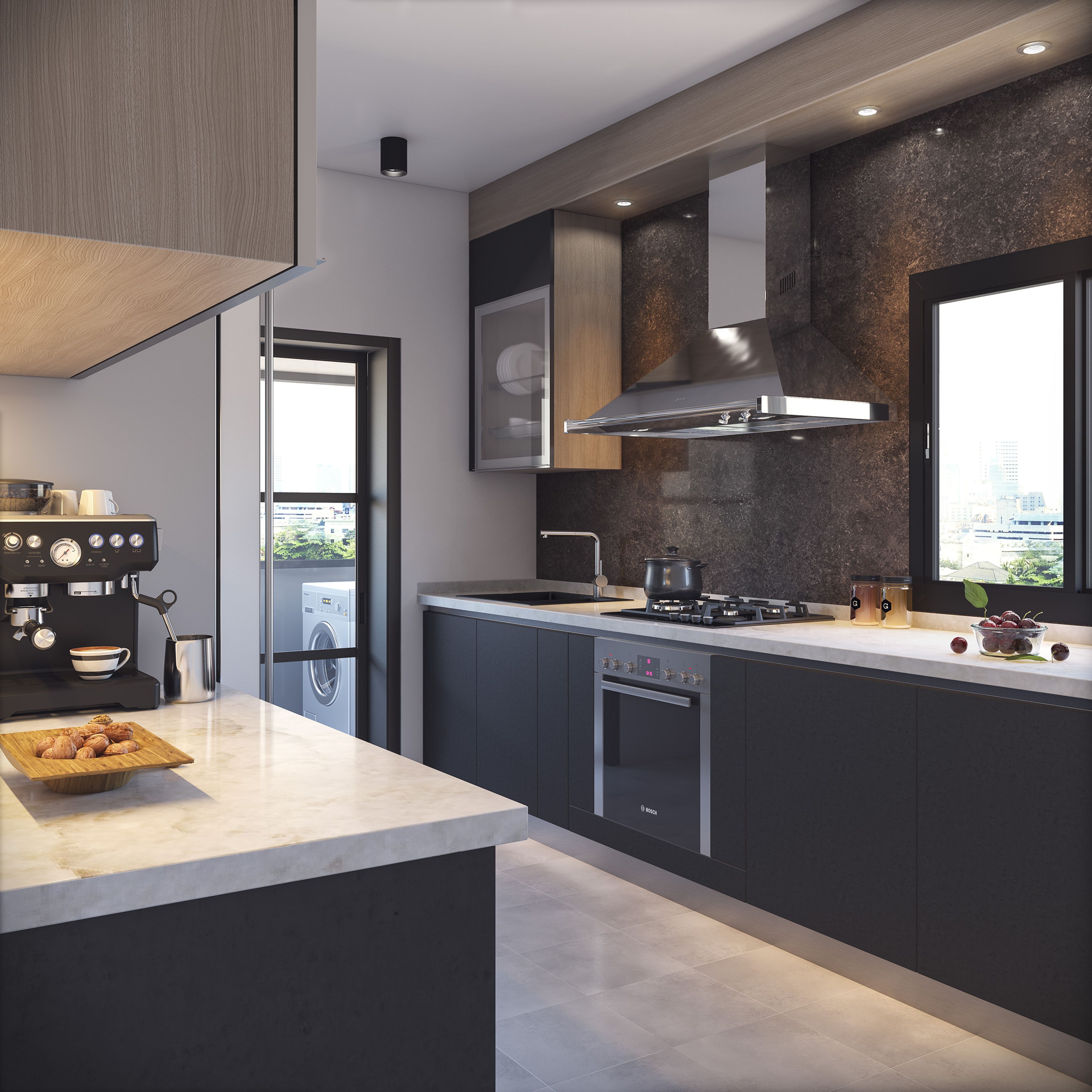 Vibrant Parallel Kitchen