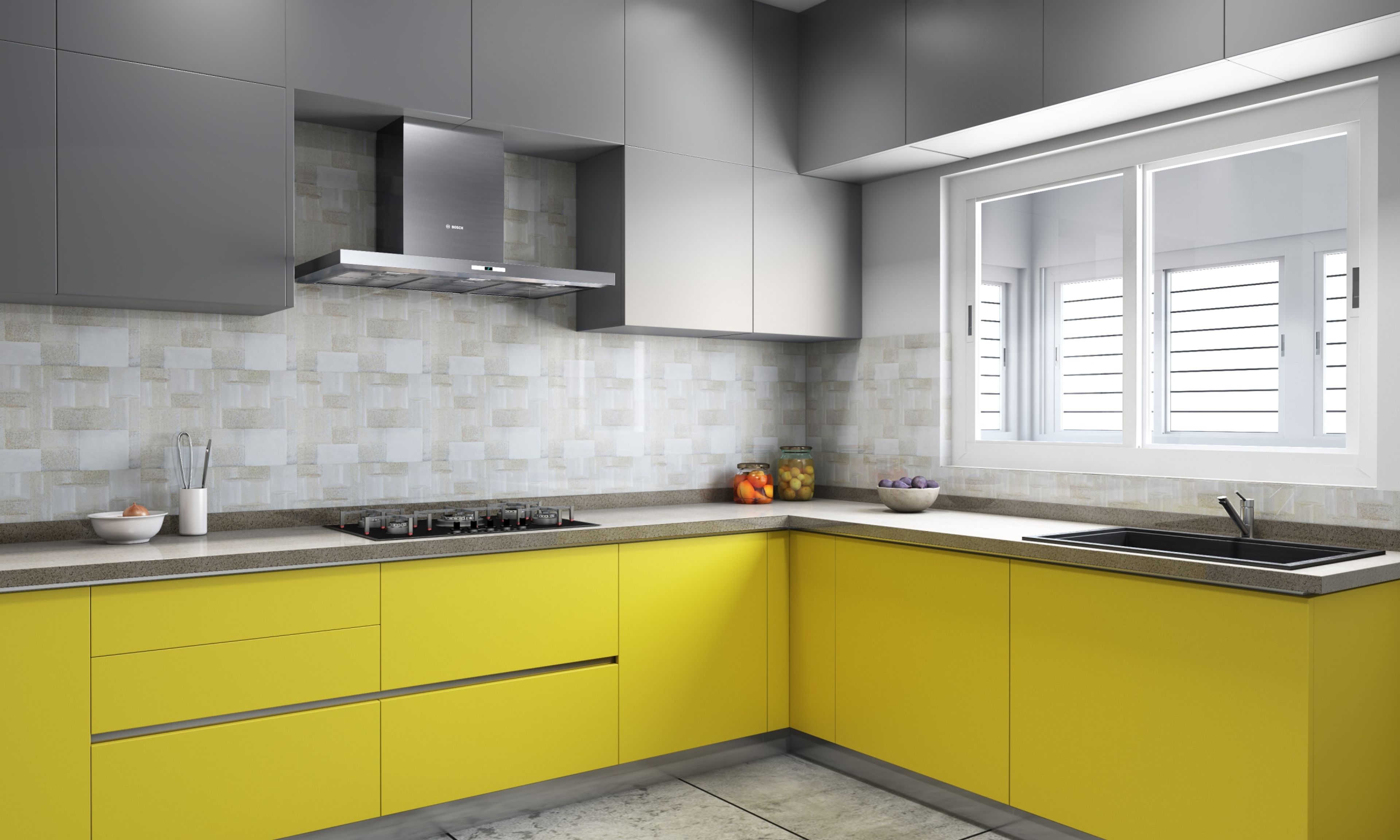Dual-Toned Modular Kitchen