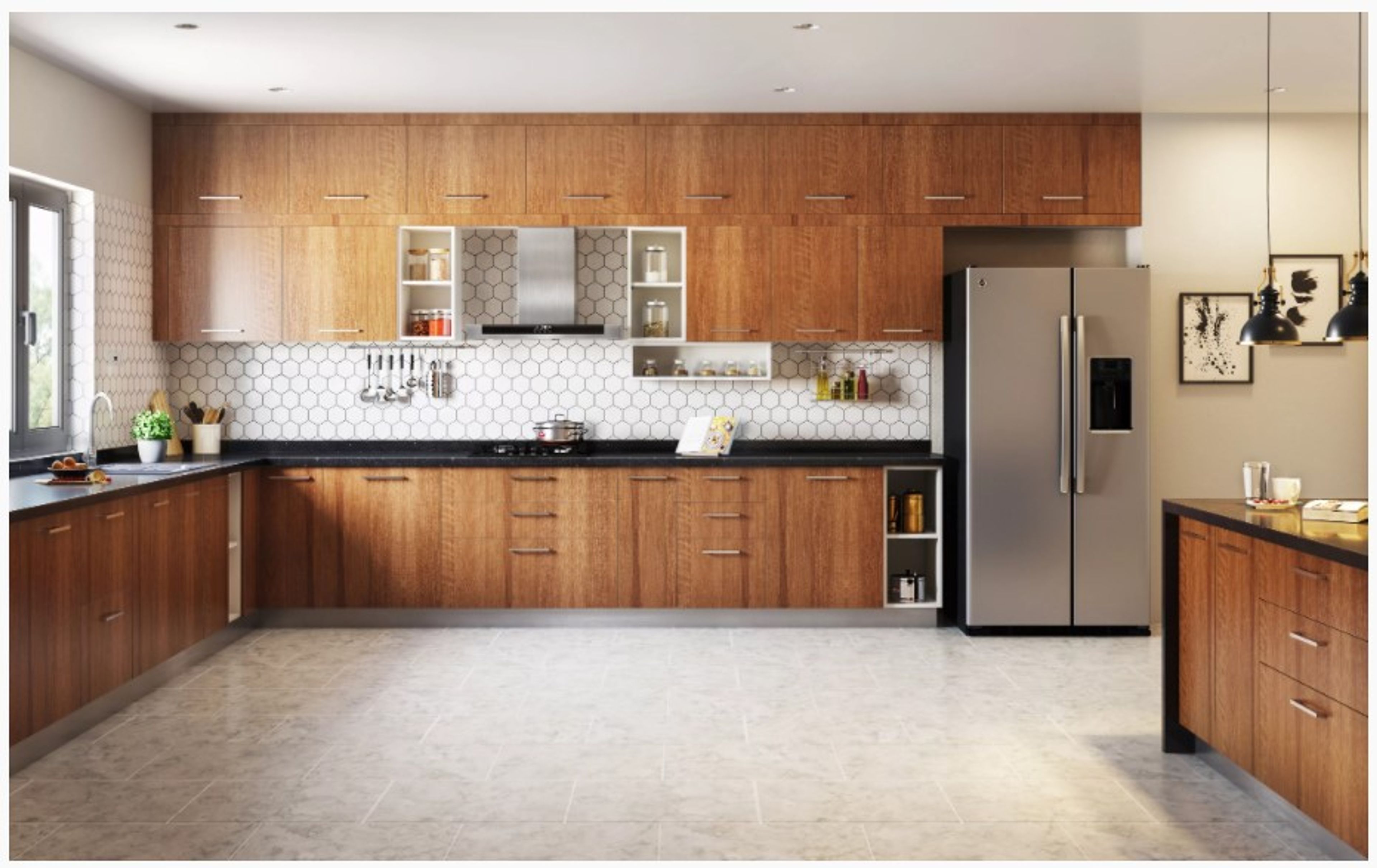 Walnut Bronze Modular Kitchen