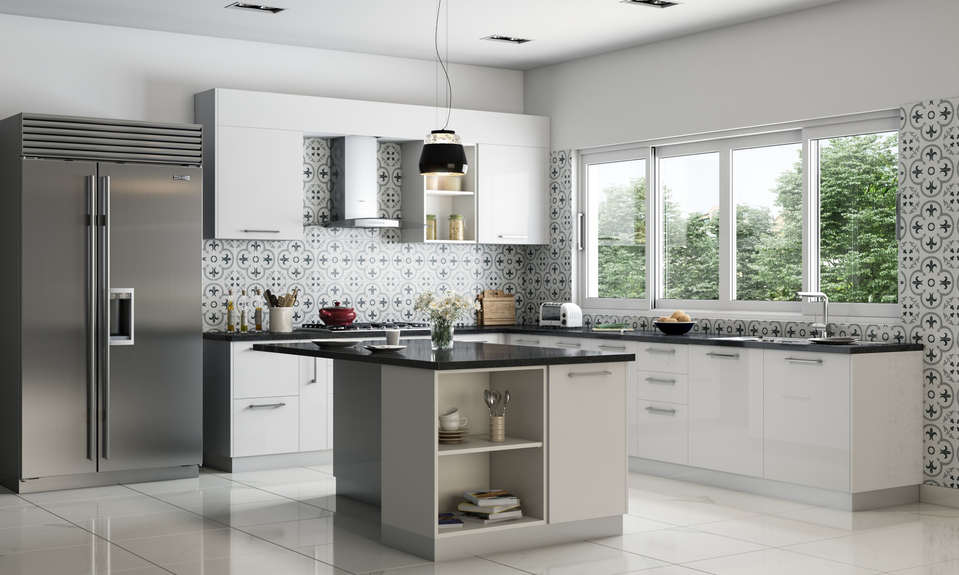 Frosty White Island Kitchen