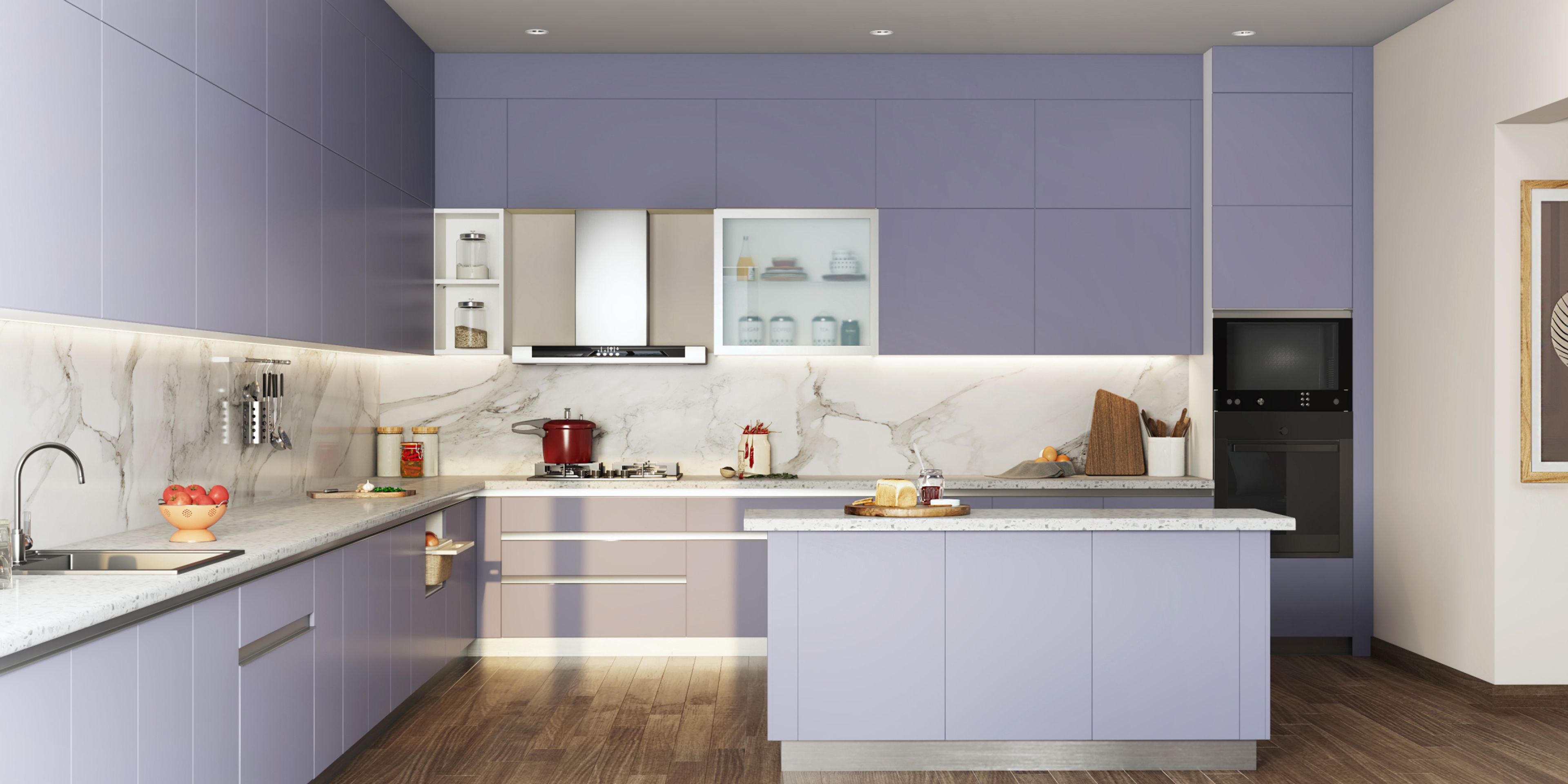 Lavender Modern Island Kitchen
