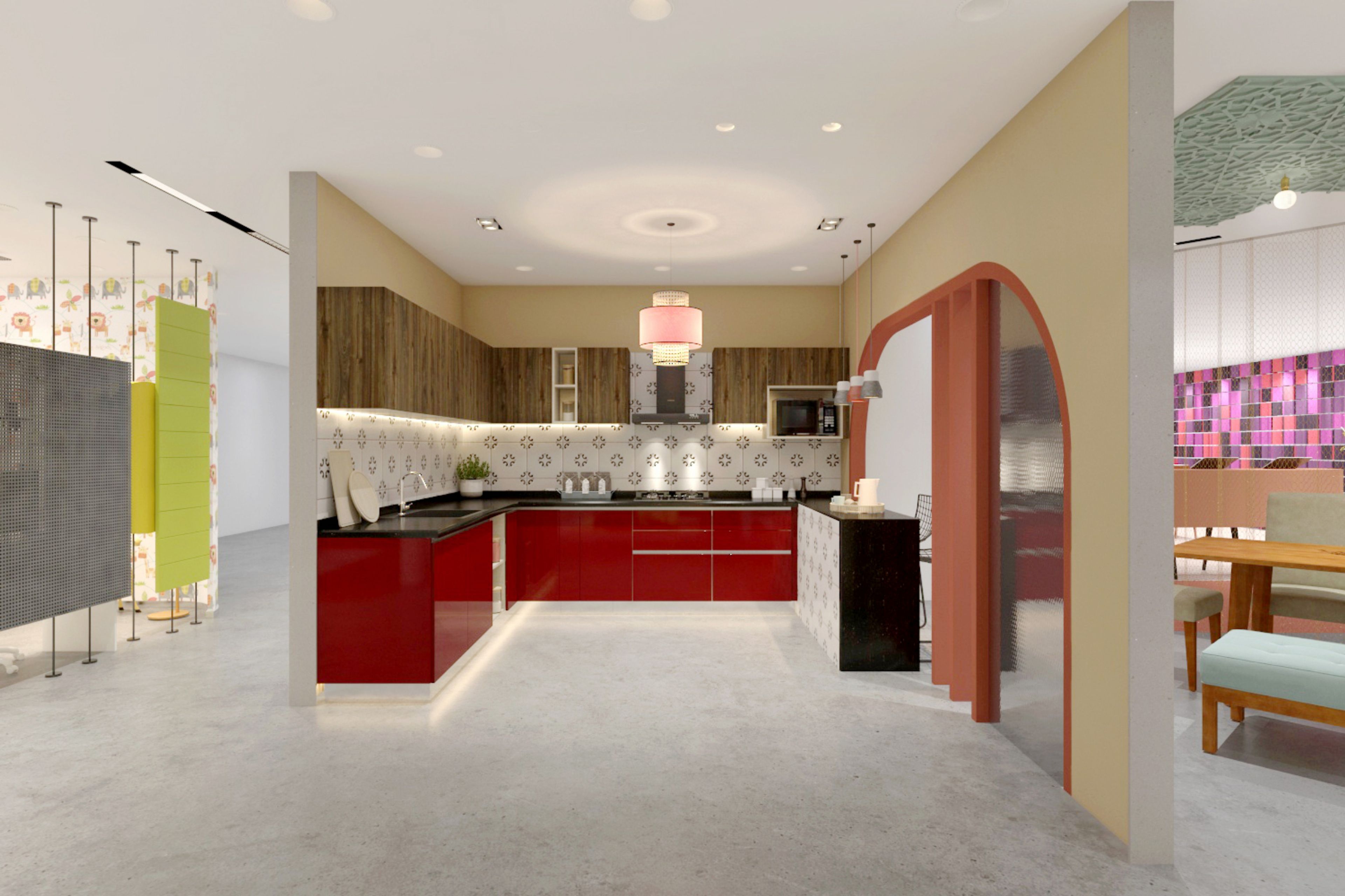 Square Shaped Social Kitchen