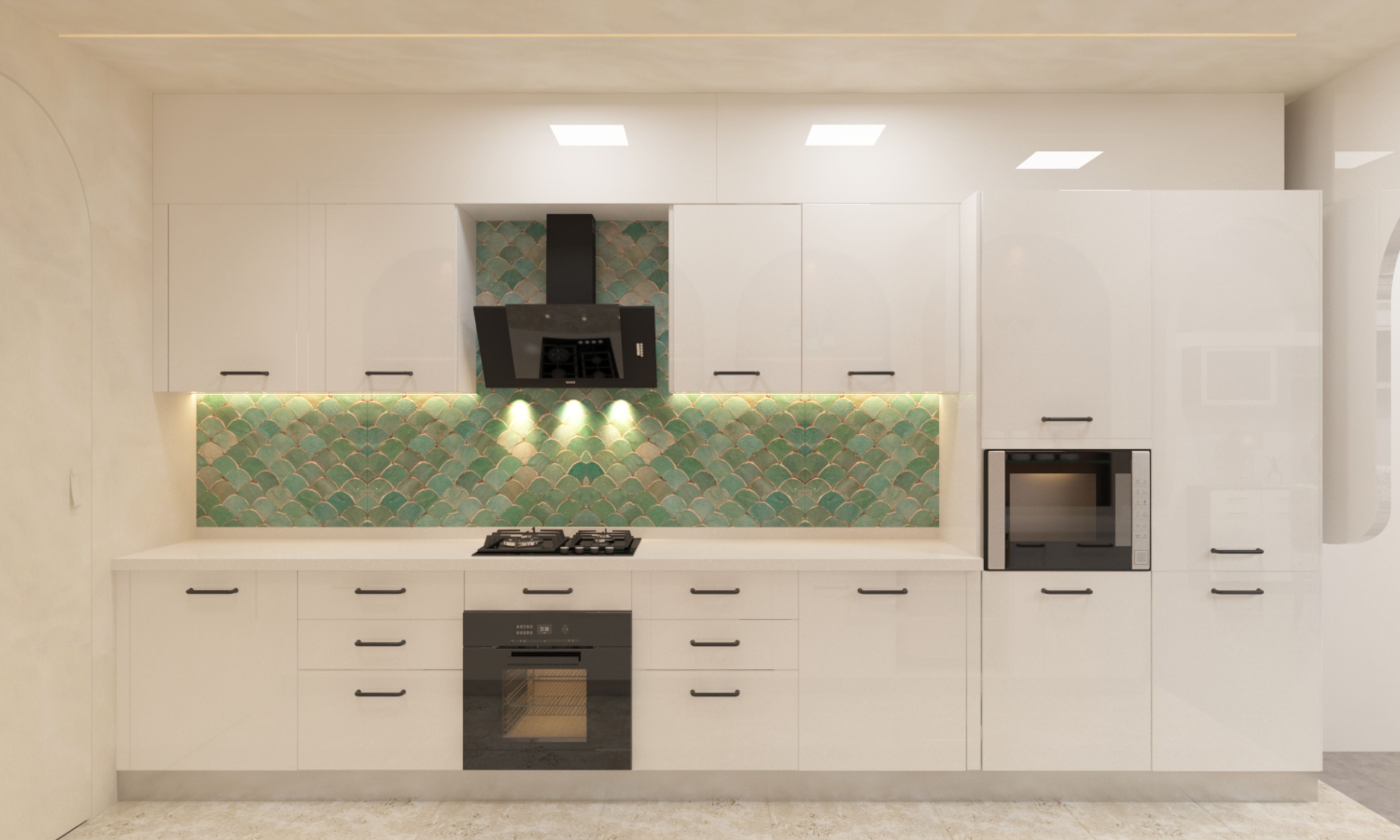 Monochromatic Modular Kitchen